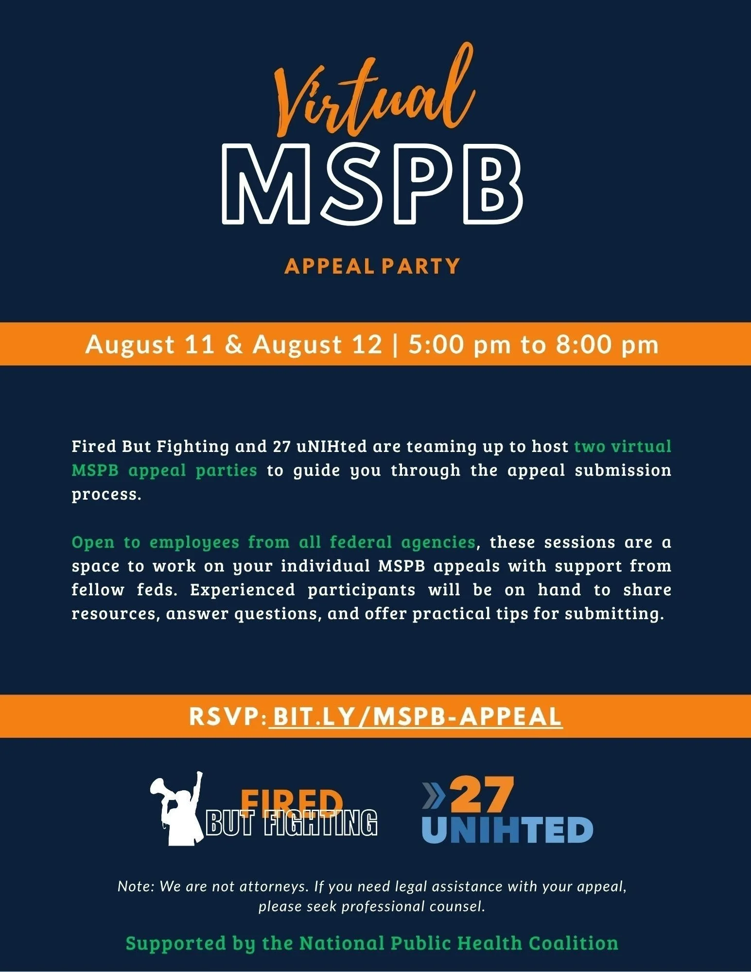 Fired But Fighting and 27 UNIHTED MSBP Appeal Party