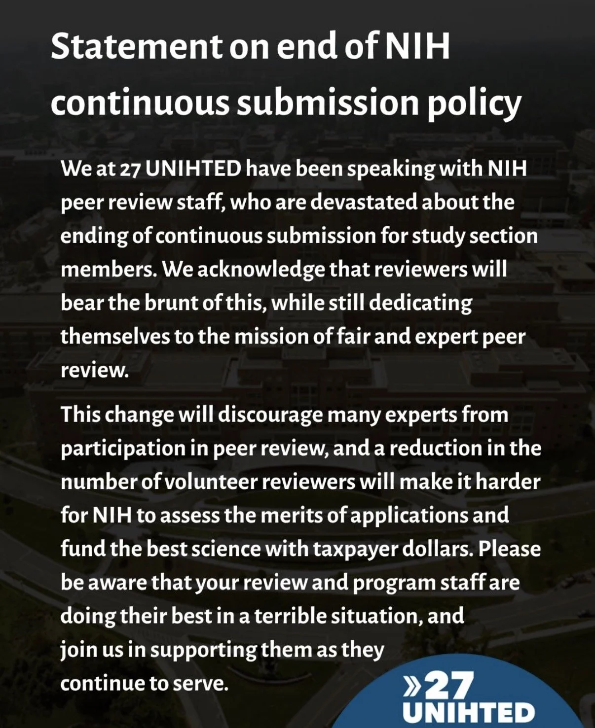 27 UNIHTED Statement on Changes to Continuous Submission