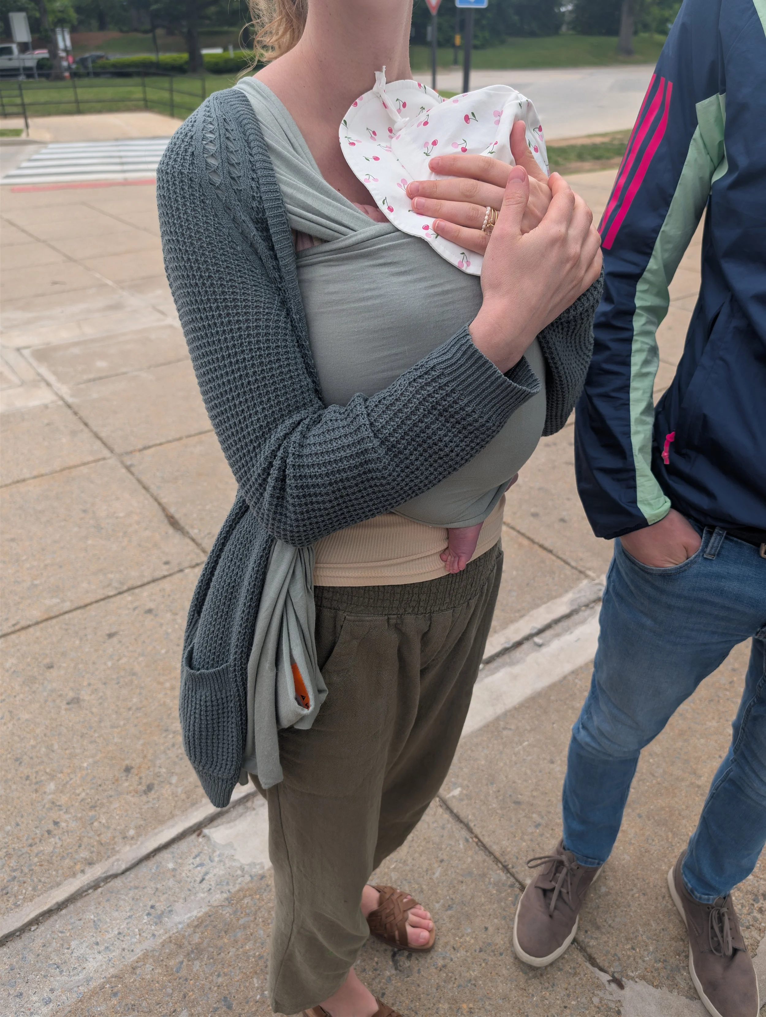 A woman holding a baby