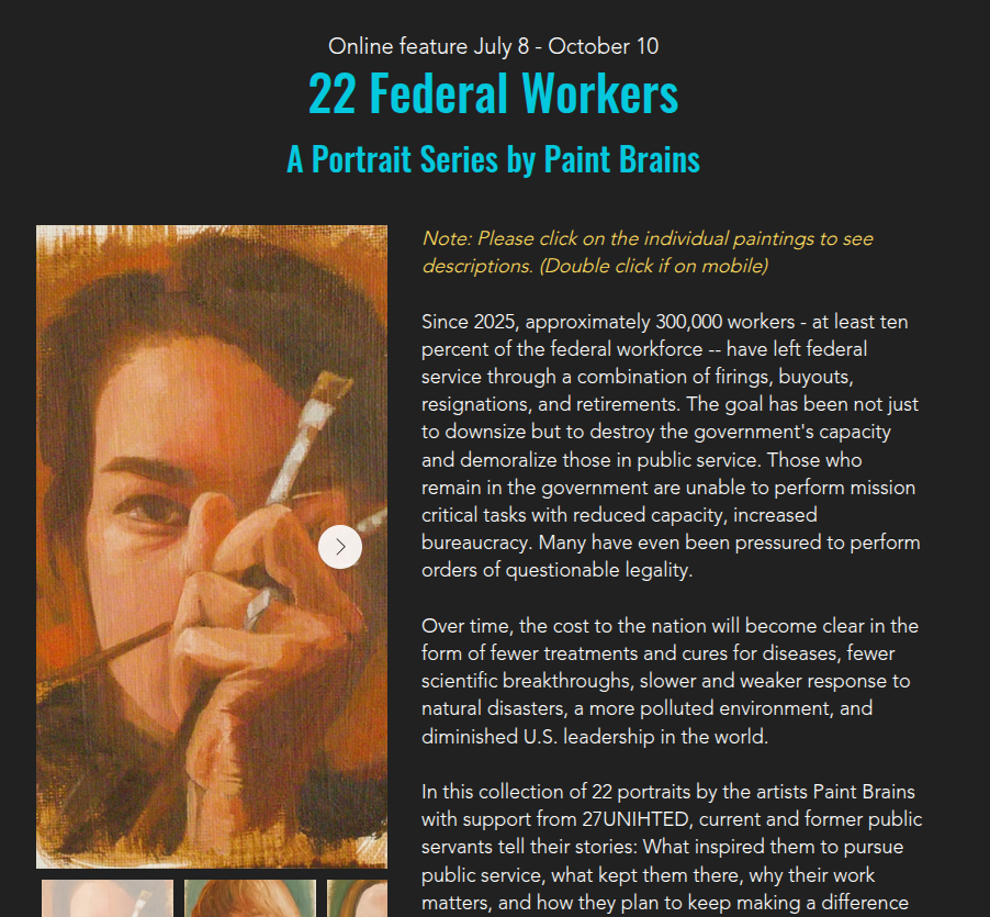A screen grab of an online gallery of 22 portraits of federal workers