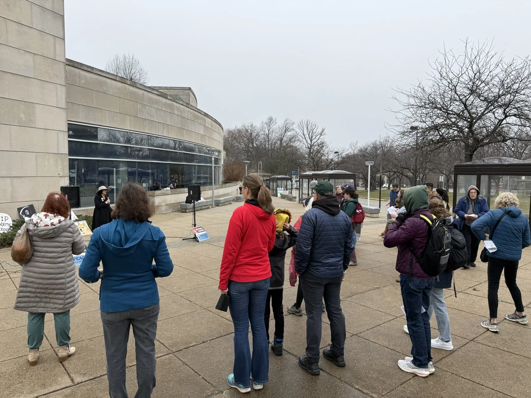 The crowd of people watching the vigil