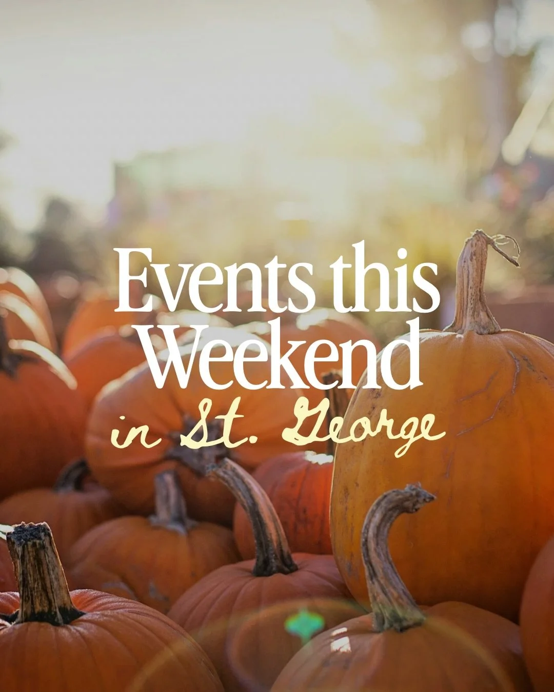 Your weekend plans in St. George are looking pretty good 👀 Here&rsquo;s what&rsquo;s happening October 2&ndash;4:

🎶 Marathon Party in the Park &mdash; Friday at Vernon Worthen Park
🎃 Staheli Fall Festival &mdash; Friday &amp; Saturday in Washingt