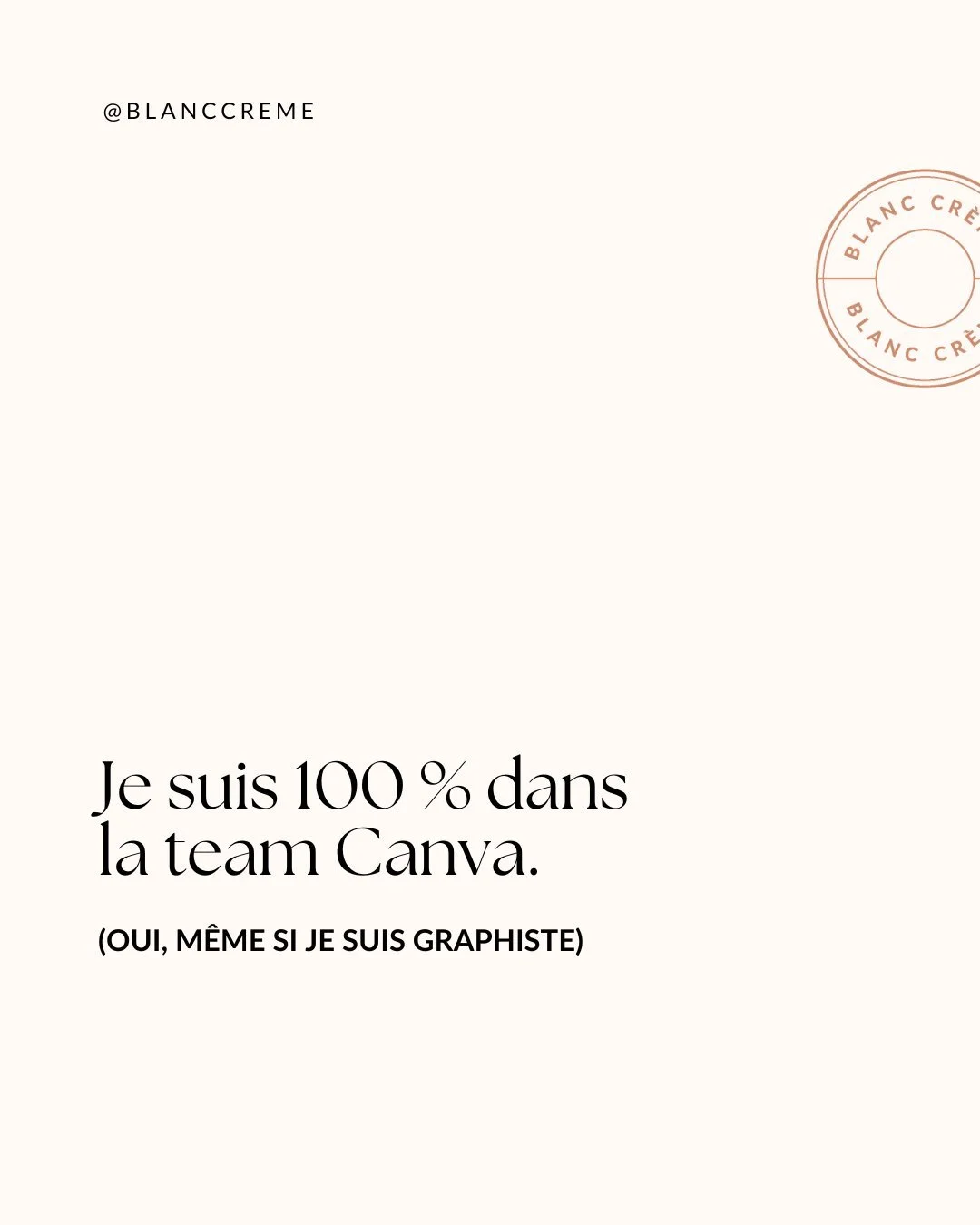&laquo;𝗧𝘂 𝗳𝗮𝗶𝘀 𝗱𝘂 𝗱𝗲𝘀𝗶𝗴𝗻&hellip; 𝗱𝗮𝗻𝘀 𝗖𝗮𝗻𝘃𝗮? 😳&raquo;

Oui. Et j&rsquo;assume. &Agrave; 100 %.

Je suis graphiste. Et certains jours, je passe toute ma journ&eacute;e dans Canva.

Pas parce que je manque d&rsquo;outils.

Parce