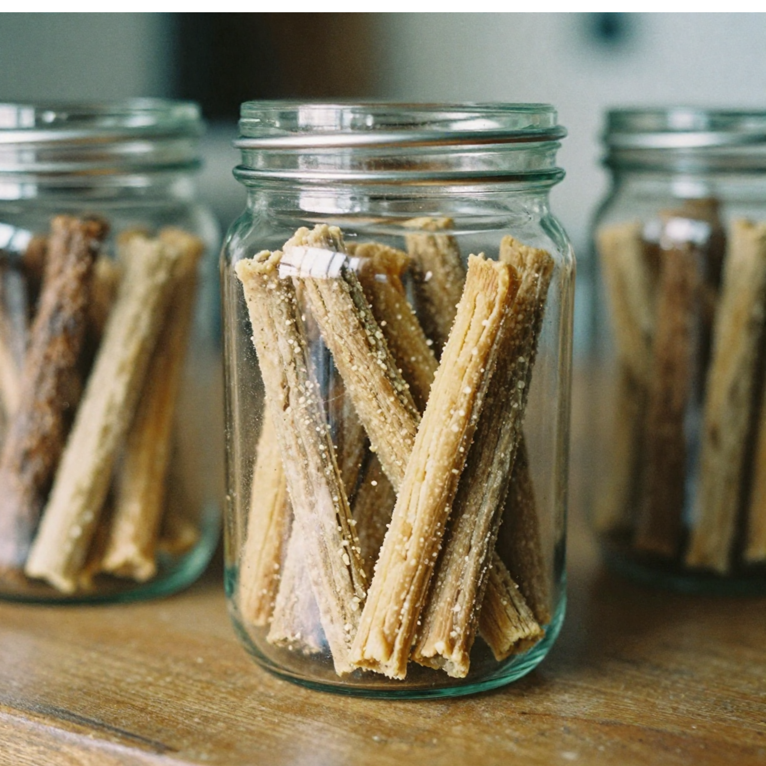 Image of home made dog chews in a jar