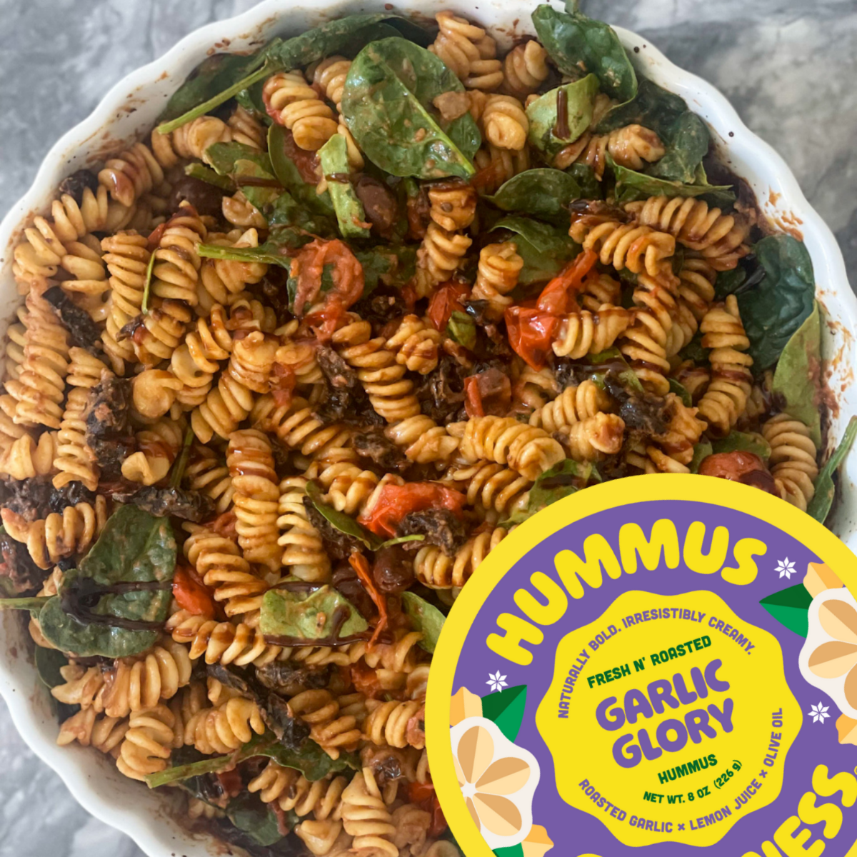 Easy Garlic Hummus Pasta