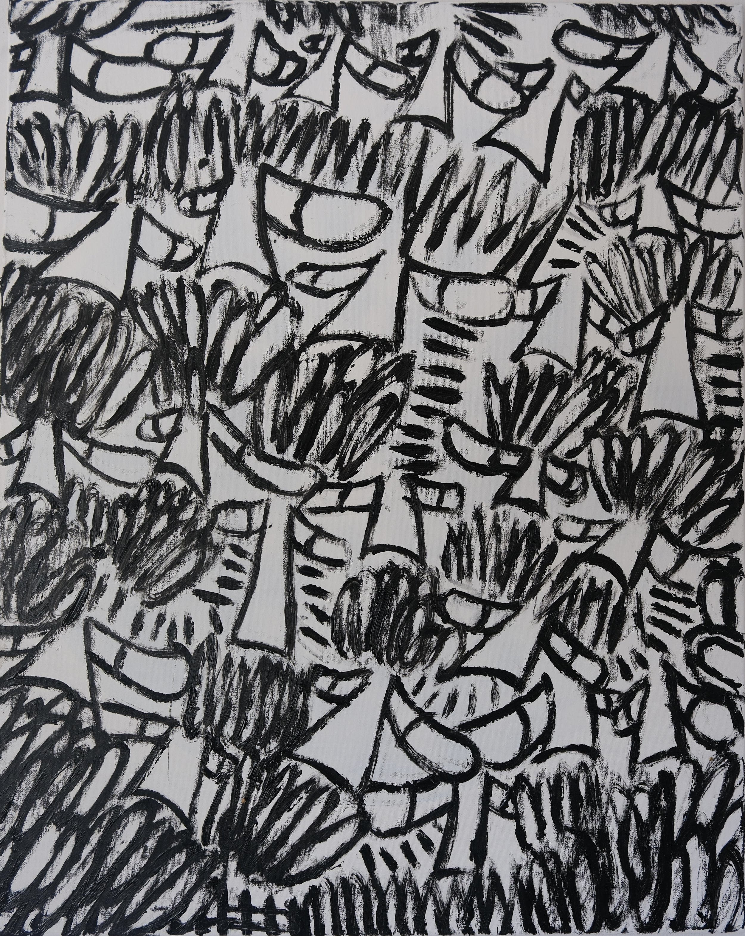 "MINDMAP 3" - MEDIUM: SPRAYPAINT & OIL STICK ON CANVAS - DIMENSIONS: 60 x 80 CM
