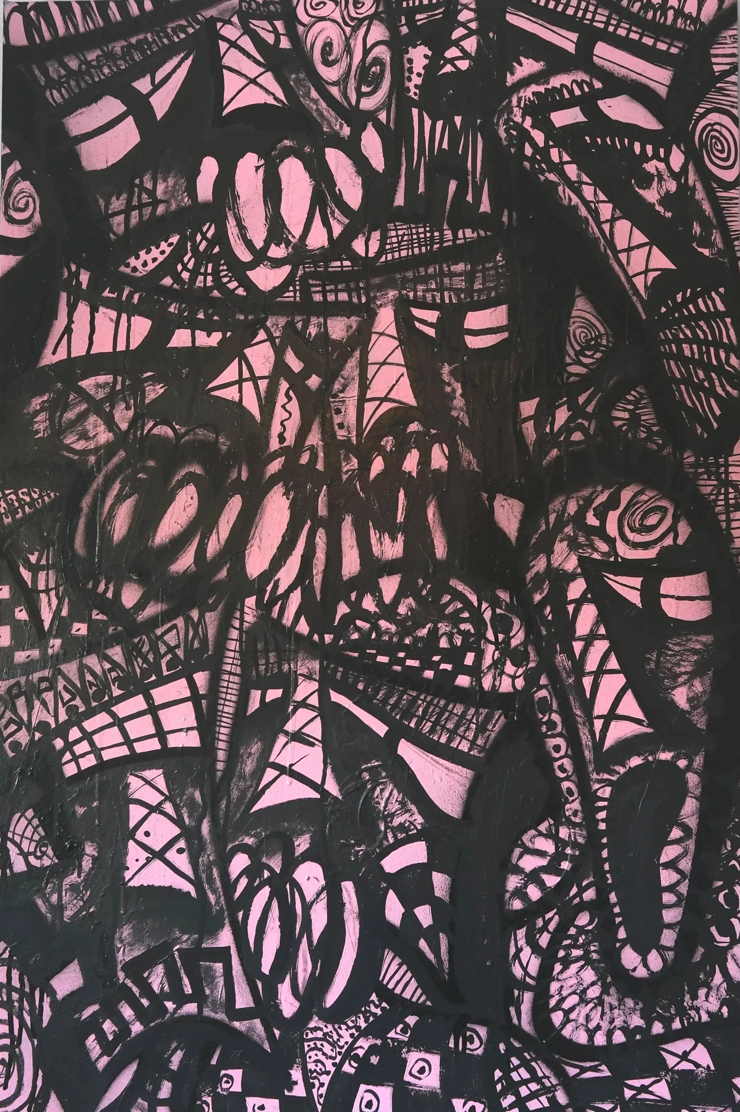 "THICK OF IT" - MEDIUM: SPRAYPAINT, INK & ACRYLIC MARKERS ON CANVAS - DIMENSIONS: 90 x 60 CM