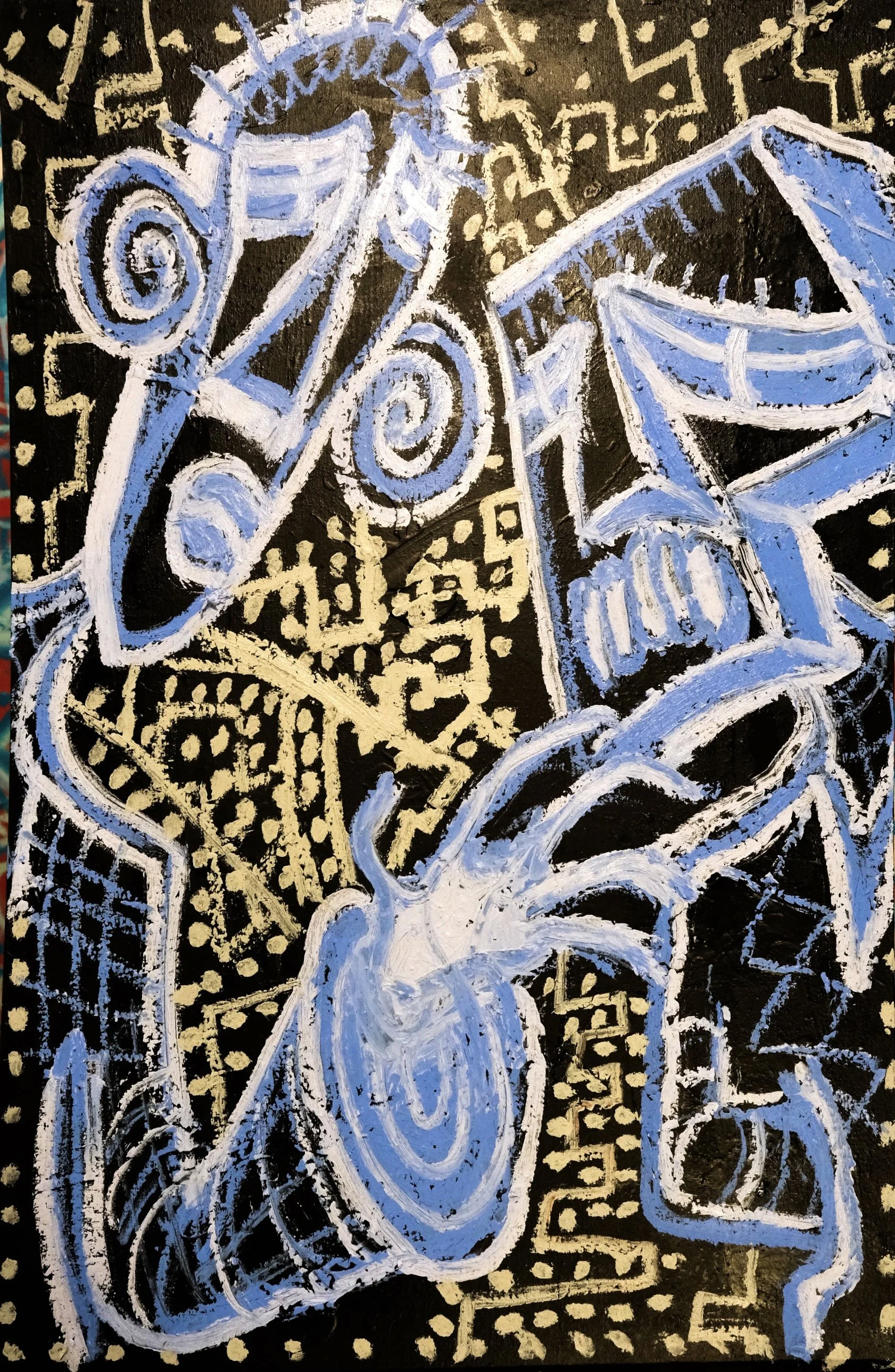 "UNTITLED" - MEDIUM: OIL STICKS ON CANVAS - DIMENSIONS: 80 x 50 CM