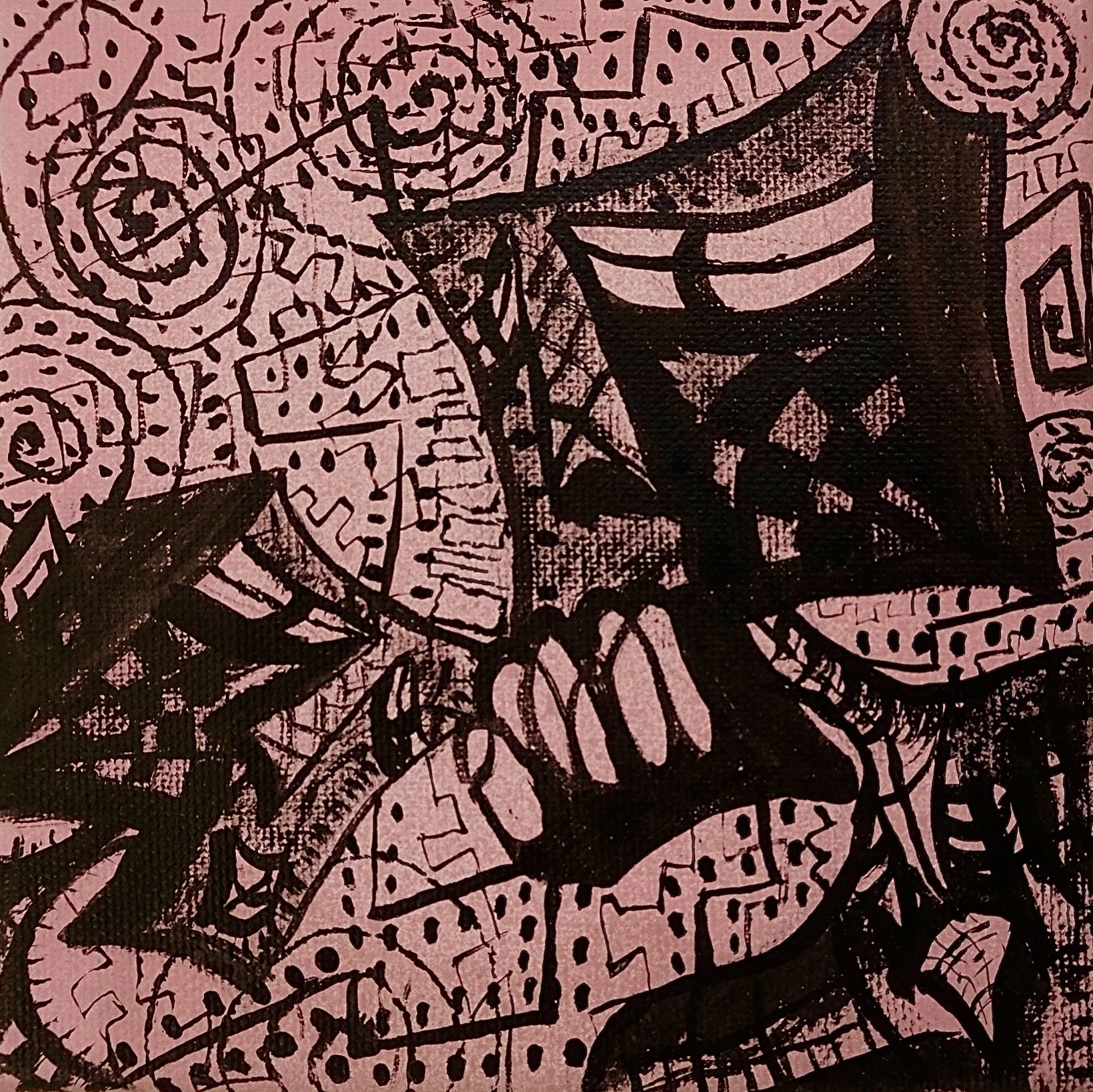 "UNTITLED" - MEDIUM: SPRAYPAINT & INK ON CANVAS - DIMENSIONS: 15 x 15 CM