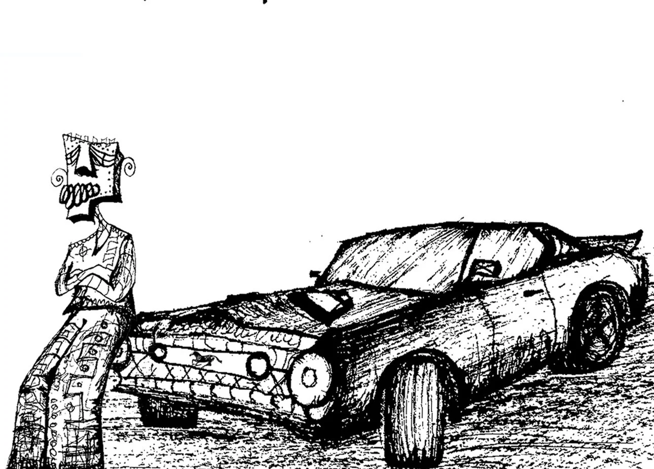 "MUSTANG"  -                                                              
MEDIUM: INK & PENCIL ON PAPER & DIGITALLY EDITED