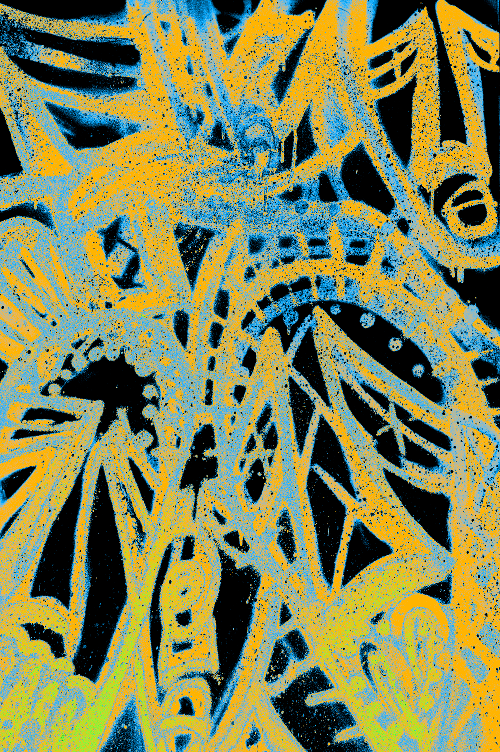 "UNTITLED"  -                                                              
MEDIUM: SPRAYPAINT ON CANVAS & DIGITALLY EDITED