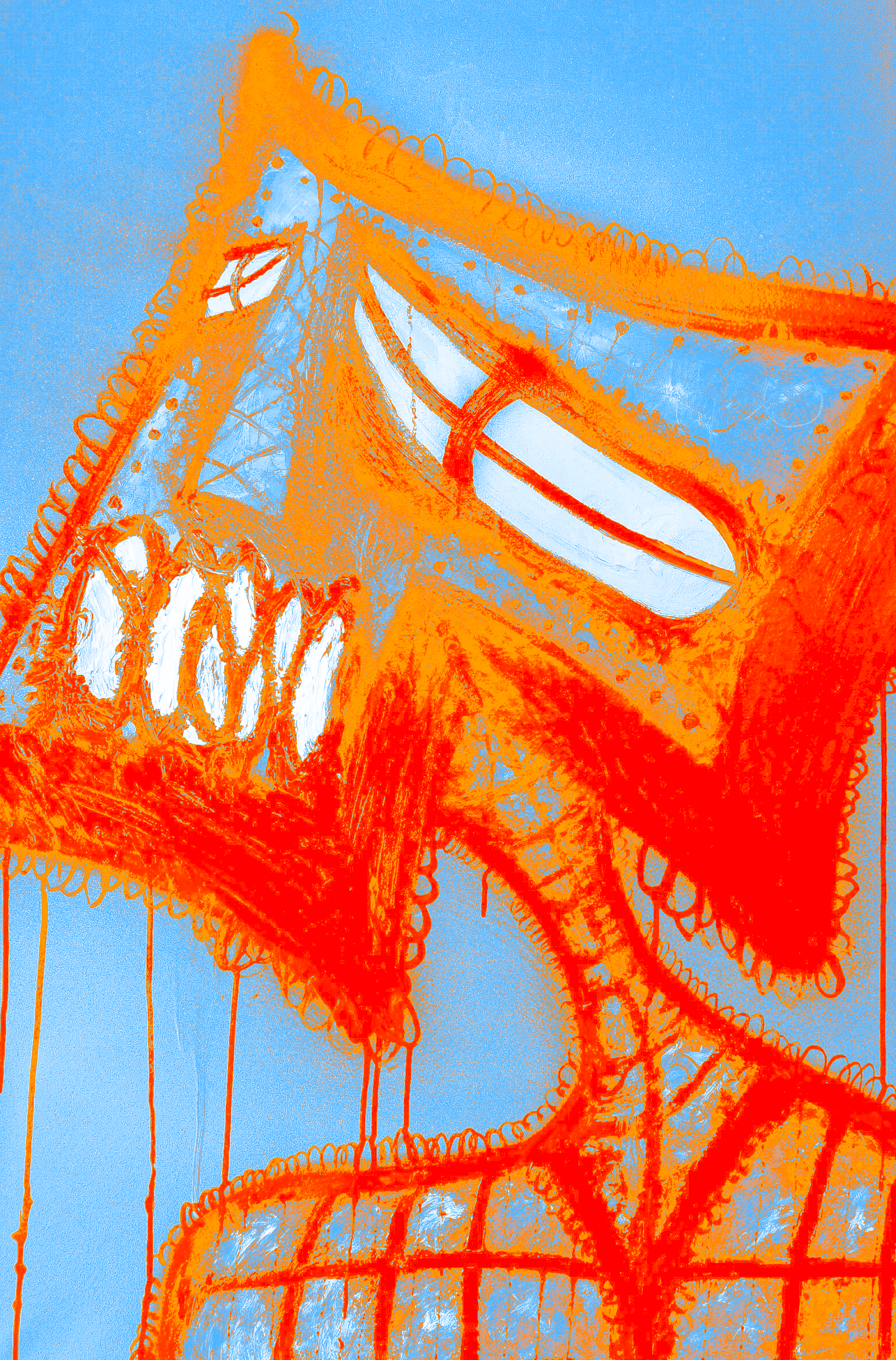 "BLUE PORTRAIT" - MEDIUM: SPRAYPAINT, ACRYLIC PAINT, OIL PAINT & OIL STICKS ON CANVAS & DIGITALLY EDITED