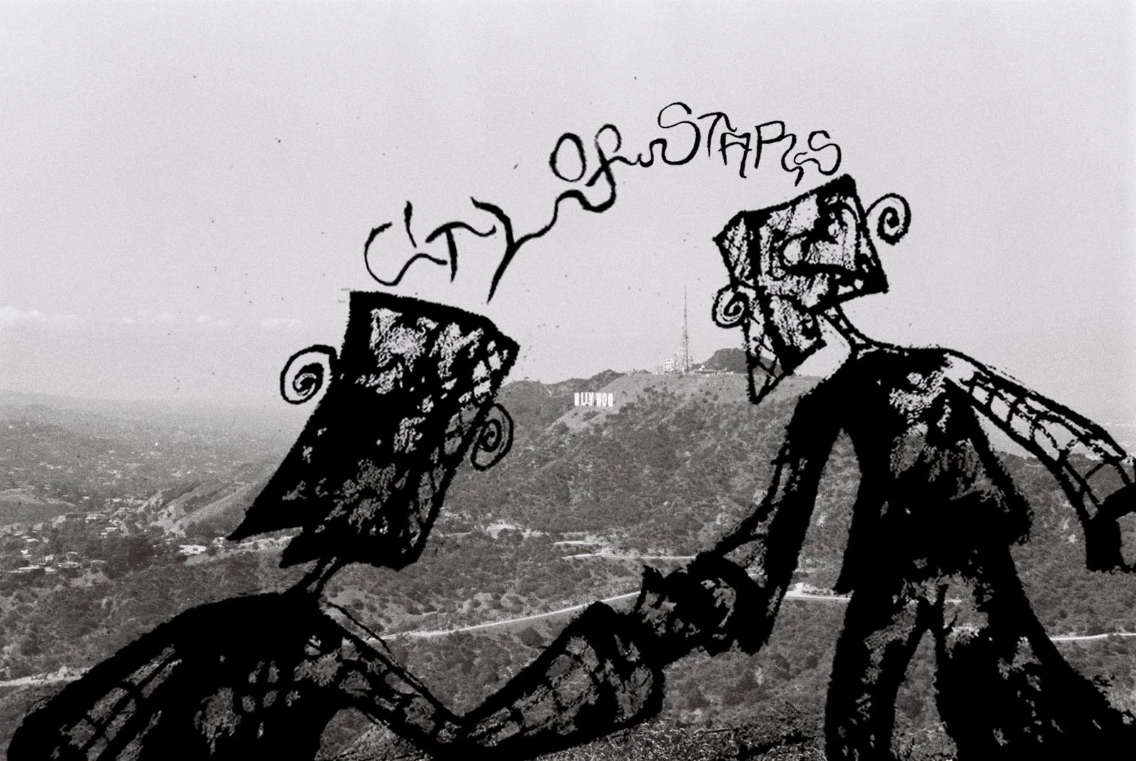 PART OF  A SERIES CALLED: "CROSSING COUNTRY"  -  MEDIUM: INK DRAWING ON PAPER, DIGITALLY EDITED & OVERLAYED ONTO PHOTOGRAPGH