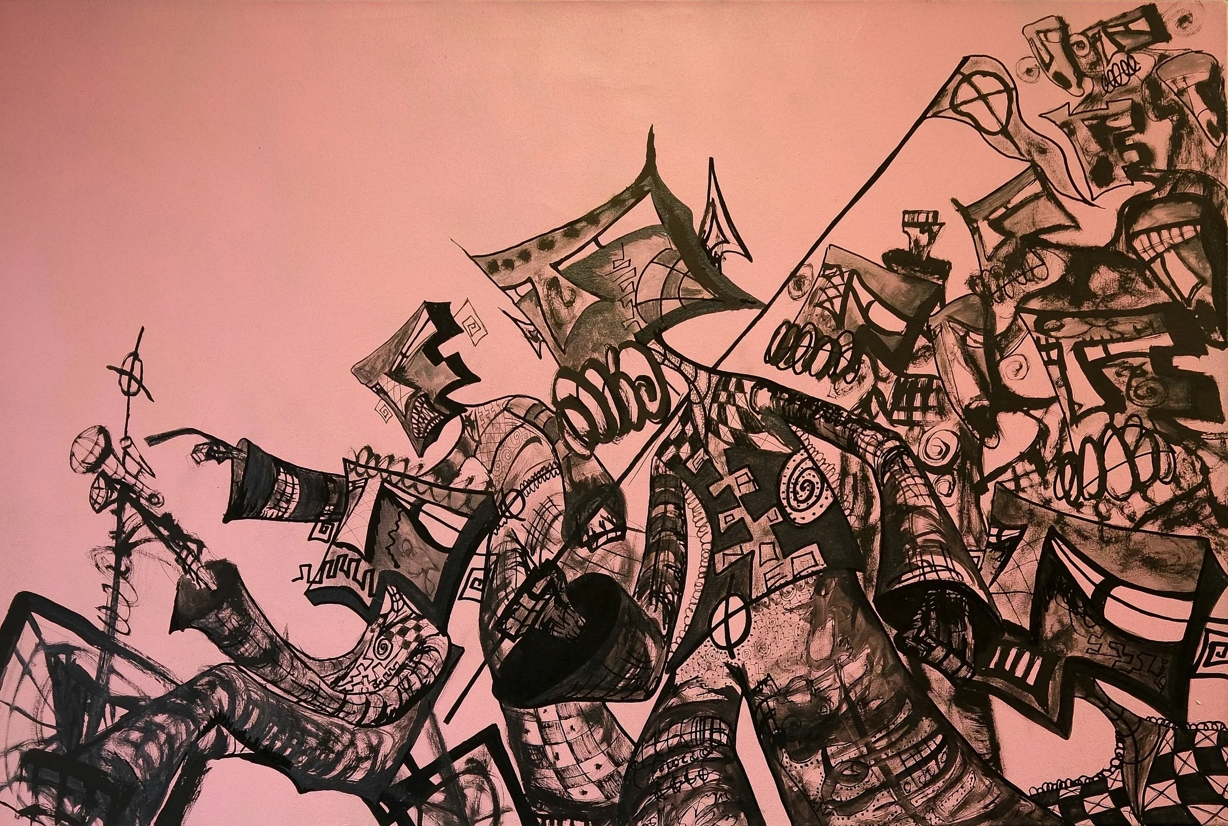 "FREAK FLAG" - MEDIUM: SPRAYPAINT, INK & ACRYLIC MARKERS ON CANVAS - DIMENSIONS: 60x 90 CM