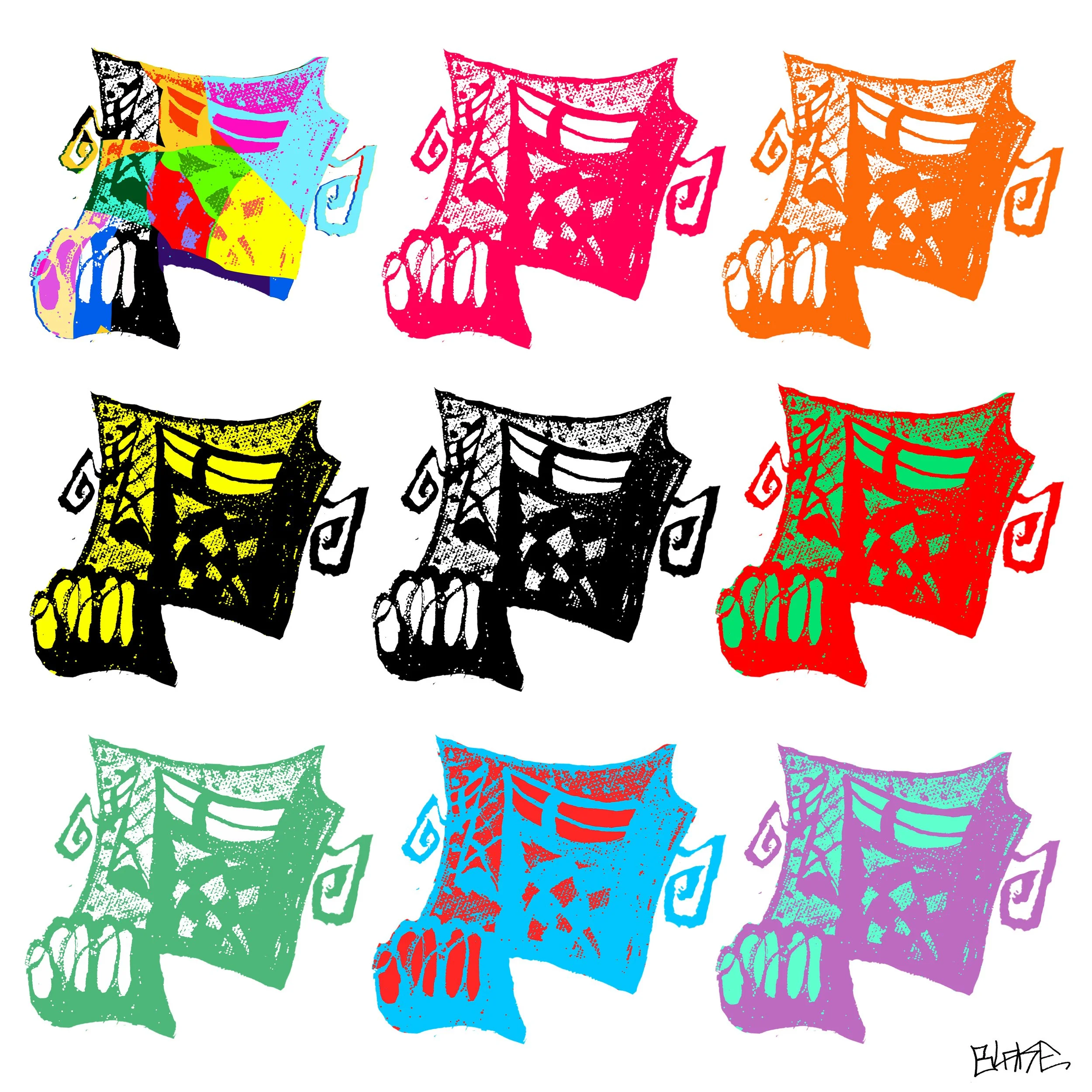 "9-WAY PORTRAIT"  -                                                              
MEDIUM: INK, PEN & PENCIL ON PAPER & DIGITALLY EDITED