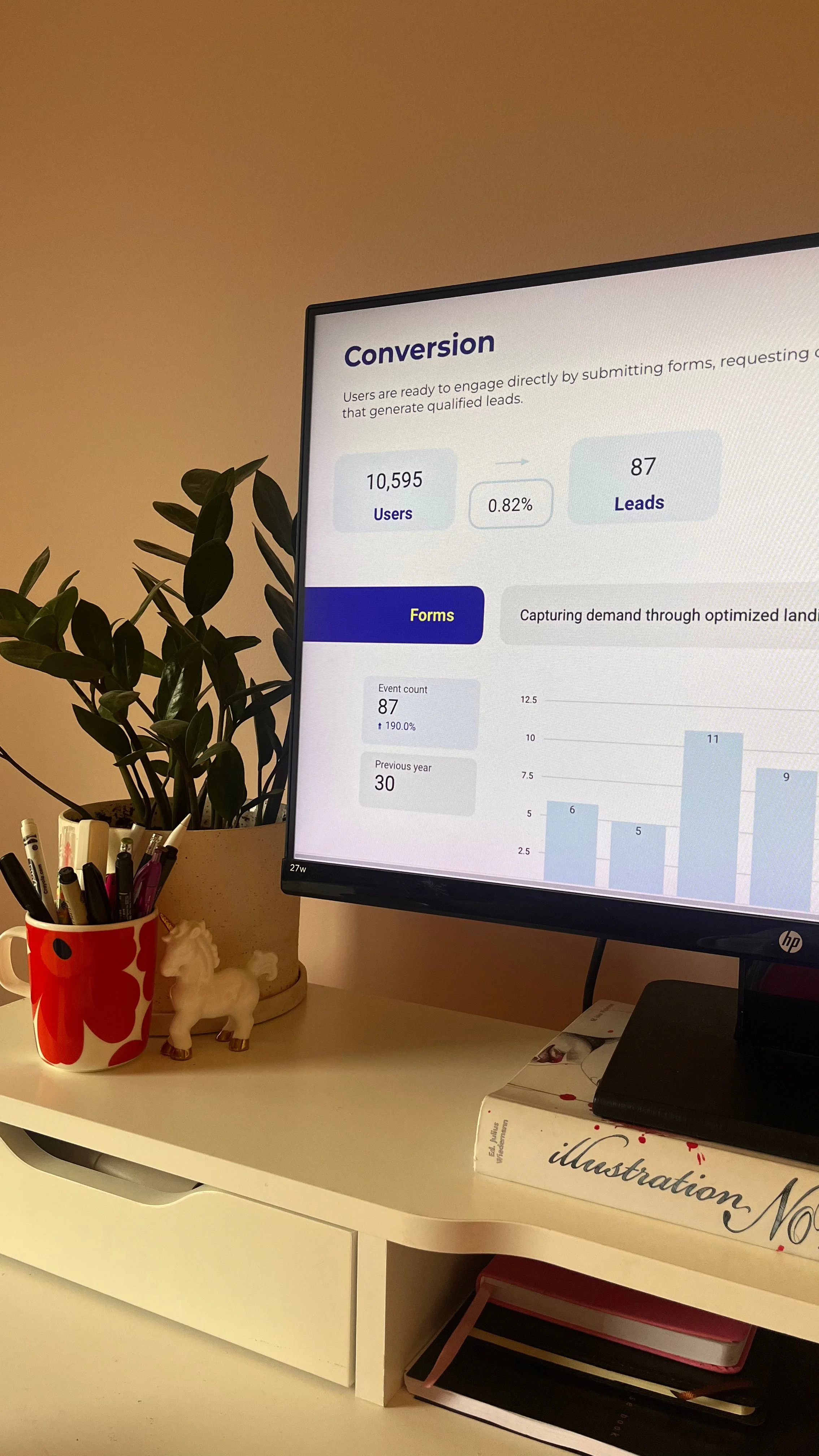 The reporting template open on a desk monitor