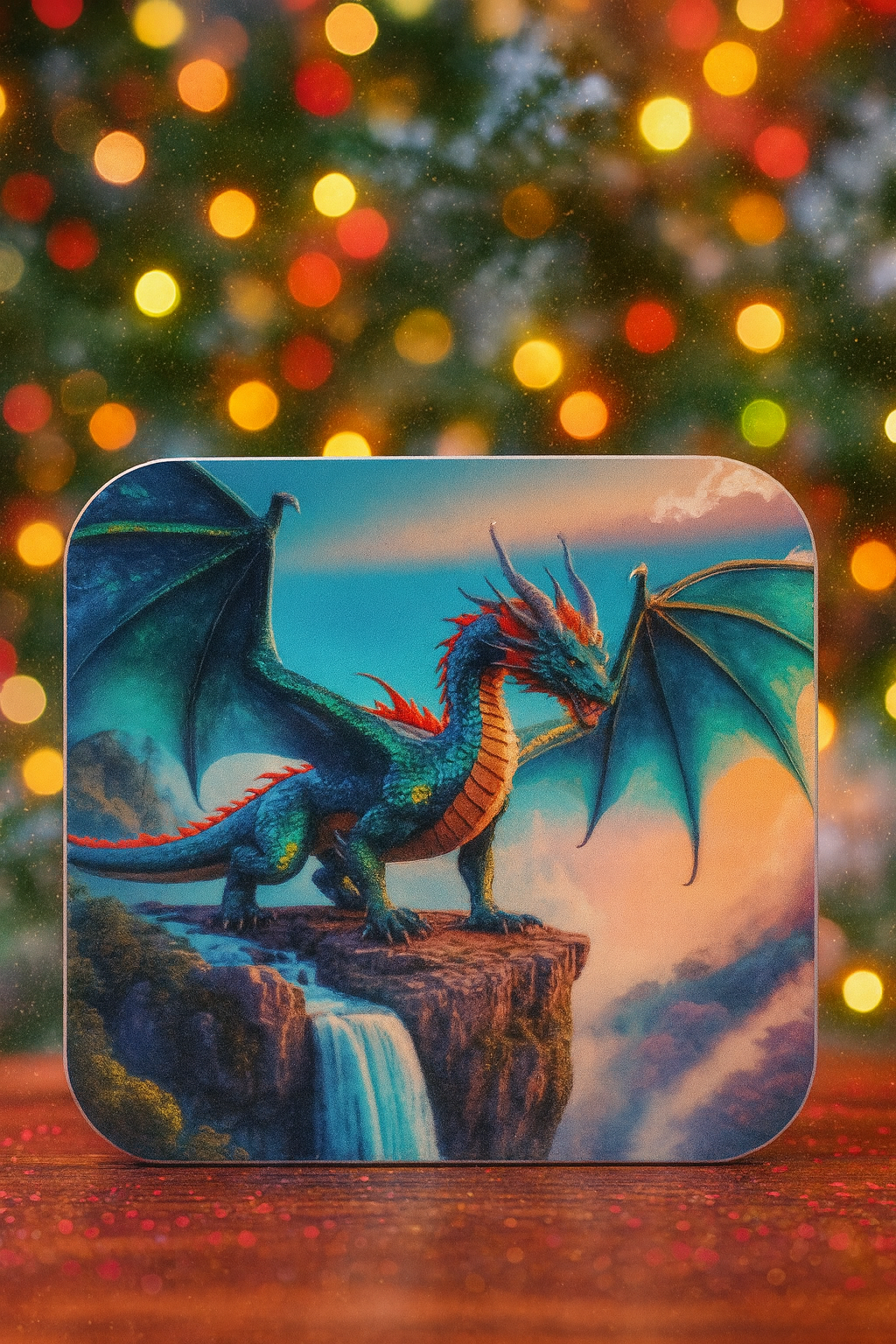 Majestic Dragon Wooden Coaster