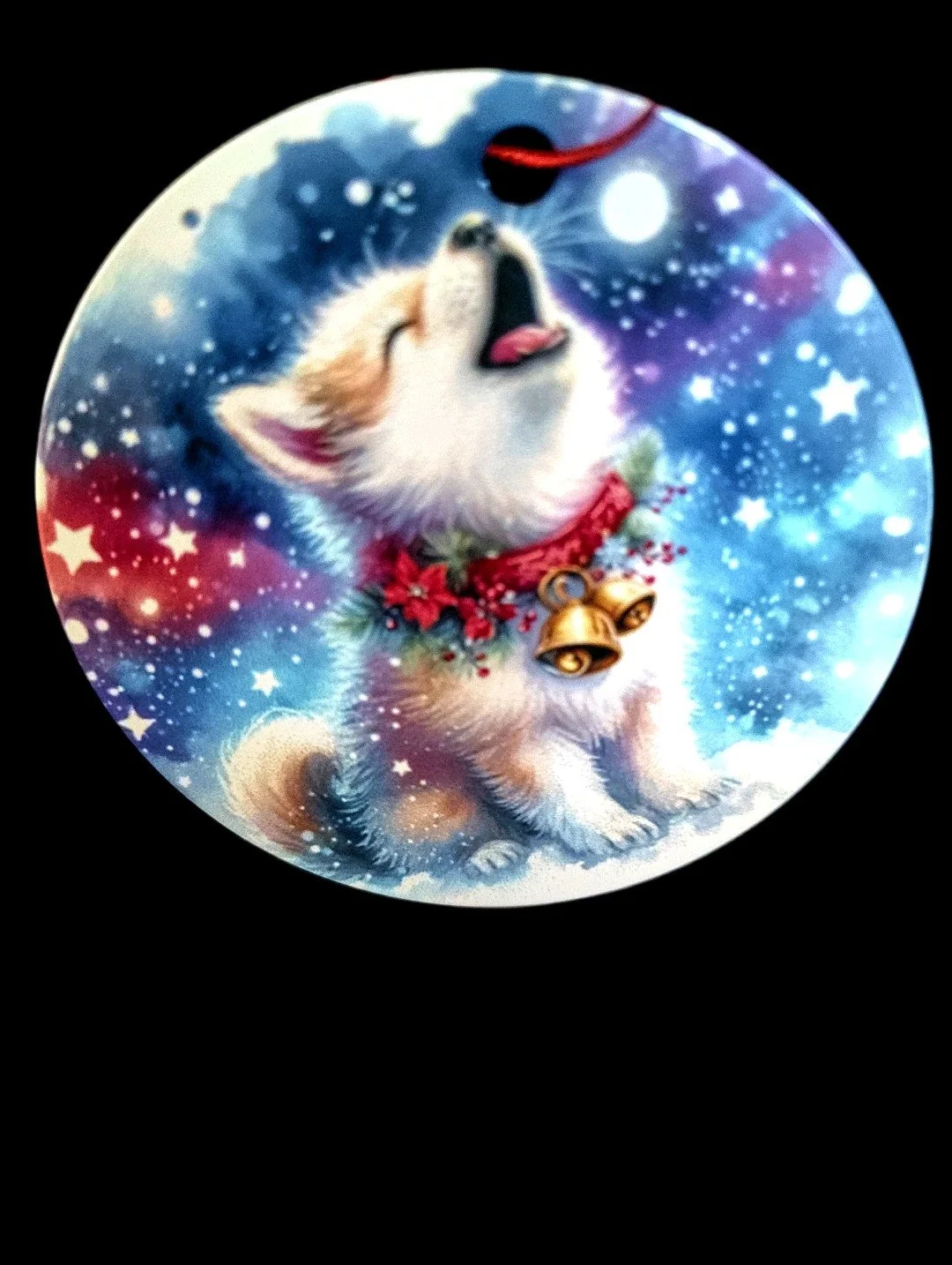 Festive Puppy Metal Ornament