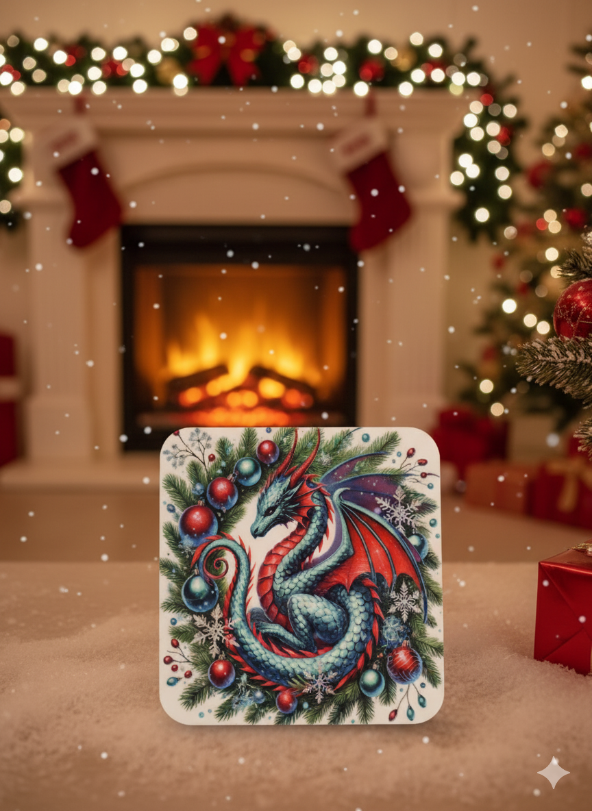 Dragon Holiday Sublimation Coaster