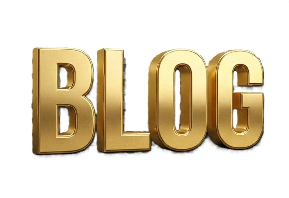 3D gold text spelling out 'BLOG'