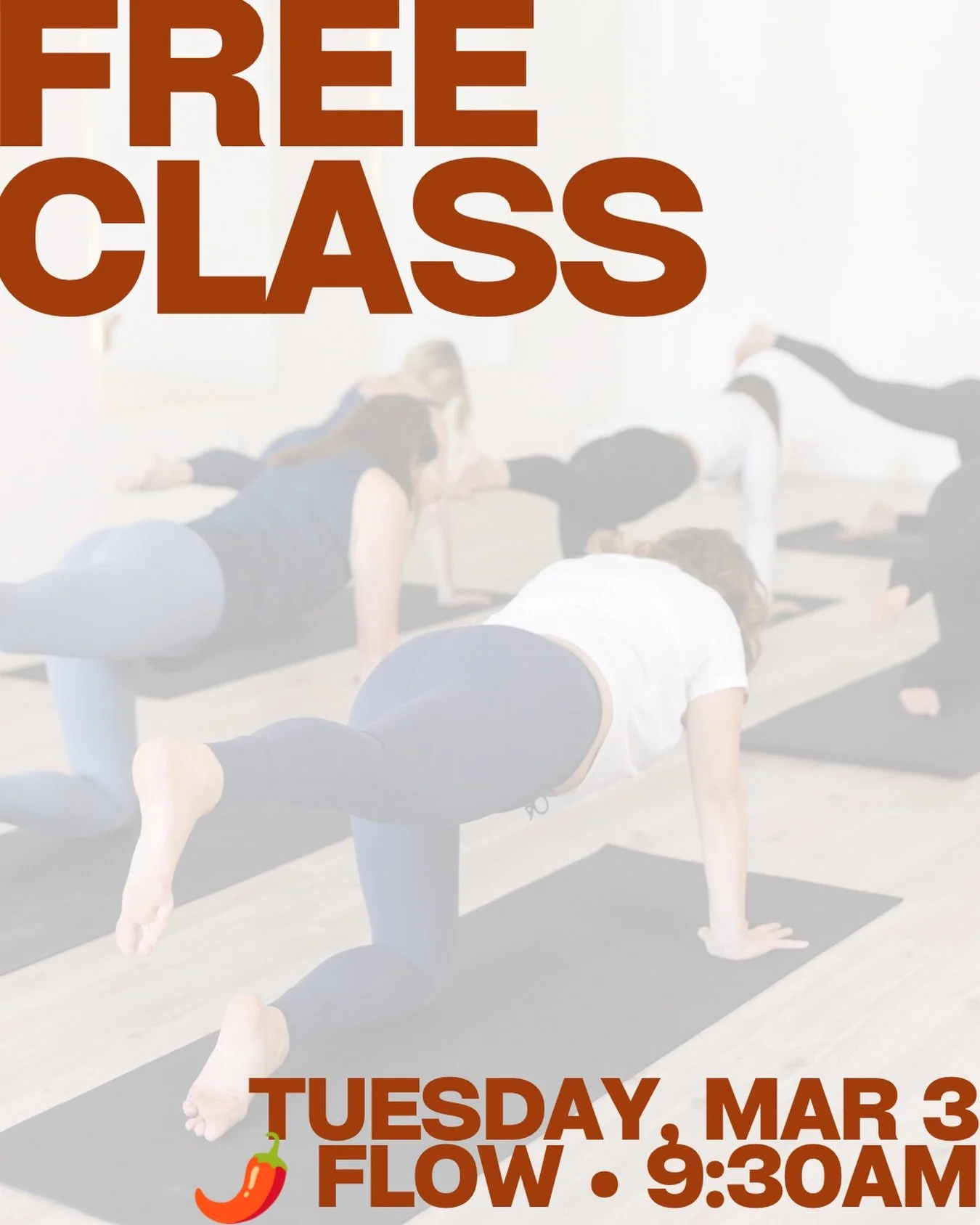 A brand new 🌶️ FLOW is officially landing on the schedule &mdash; and Whitney is kicking it off with a free class.

A local marketing team will be in the room capturing photo and video content. By attending, you consent to being photographed and fil