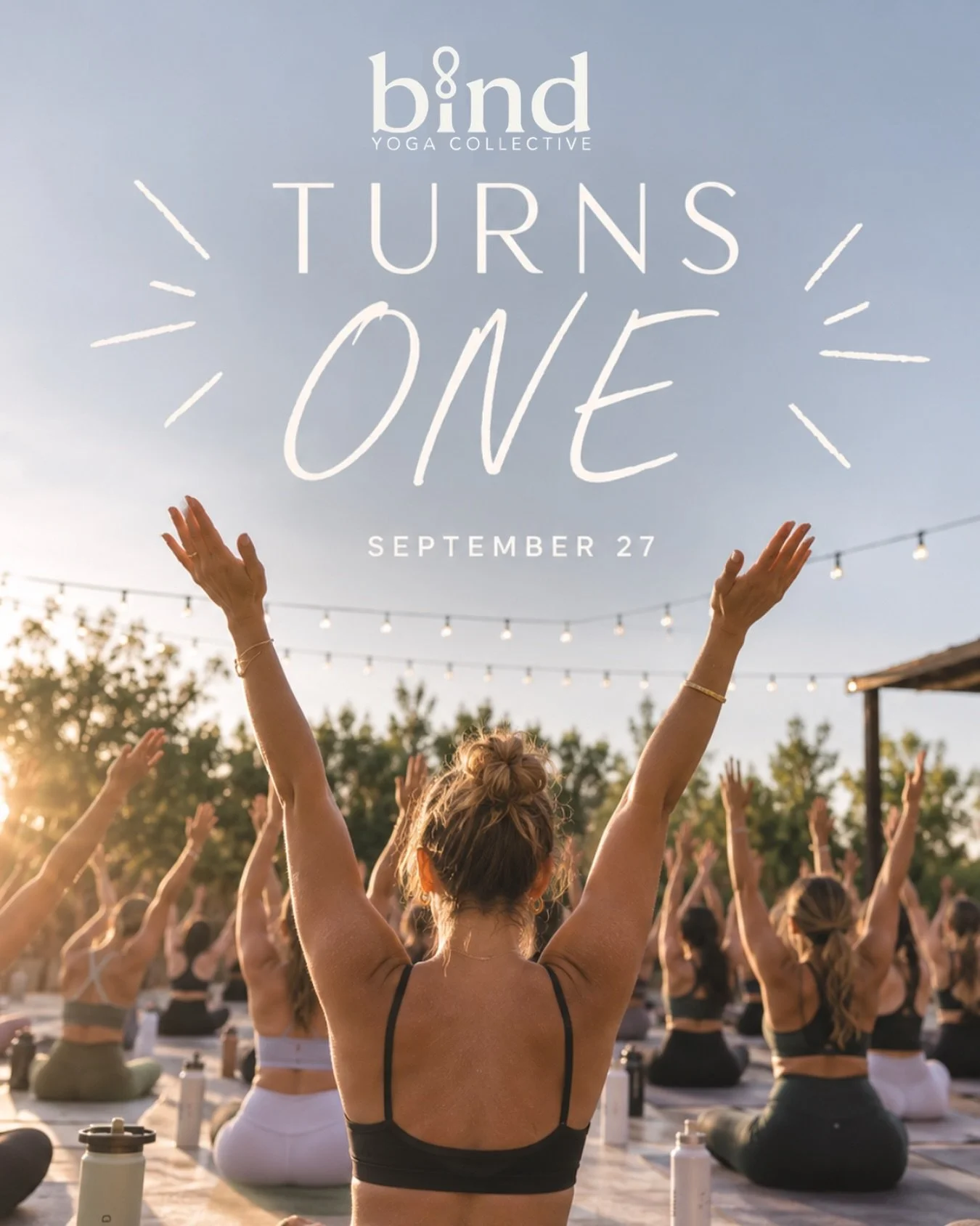 BIND TURNS ONE 🎉

On Sunday, September 27, we&rsquo;re celebrating one year of Bind Yoga Collective with a special morning together.

We&rsquo;ll start with 75 minutes of outdoor yoga at Levitate Backyard, taught by Whitney, Anna + Caitlin, followed