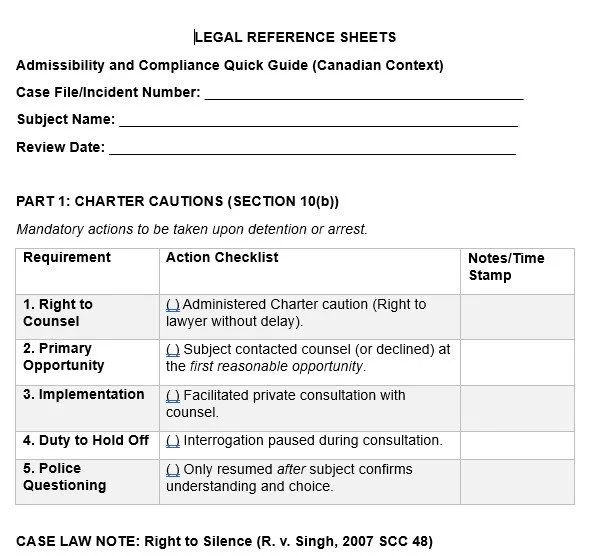 Legal Reference Sheet