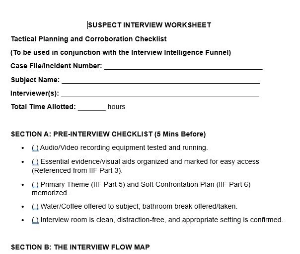 Suspect Interview Worksheet