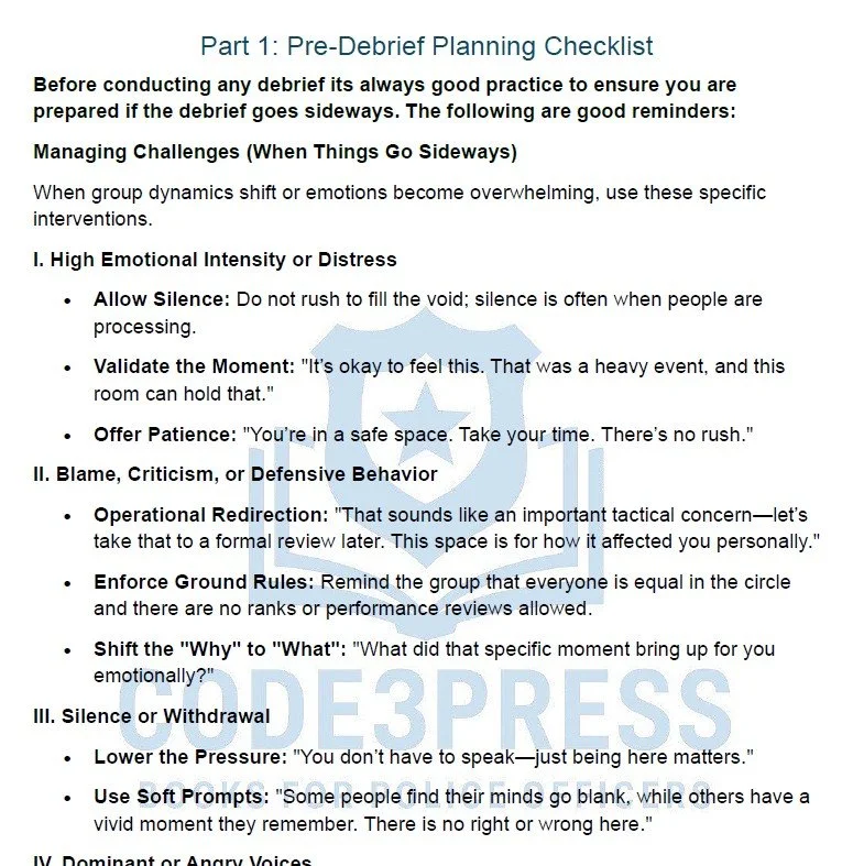 Facilitator’s Guide: Critical Incident Debriefing Framework