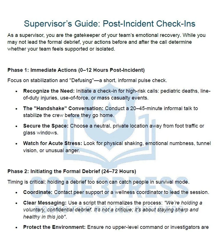 Supervisor’s Guide: Post-Incident Check-Ins