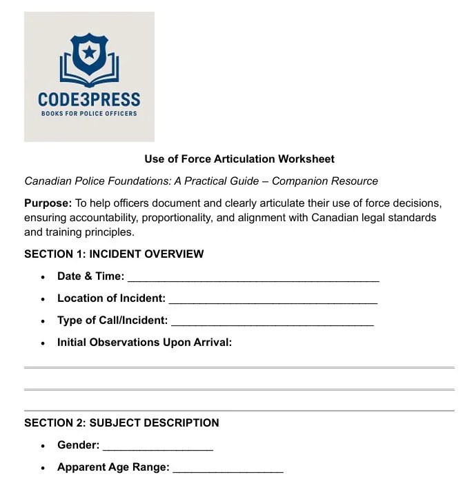 Use of Force worksheet