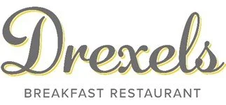 Logo for Drexels Breakfast Restaurant with gold and black text