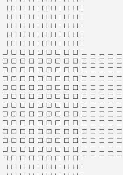 A black and white page with various types of lines, dashes, and square patterns arranged in rows and columns.