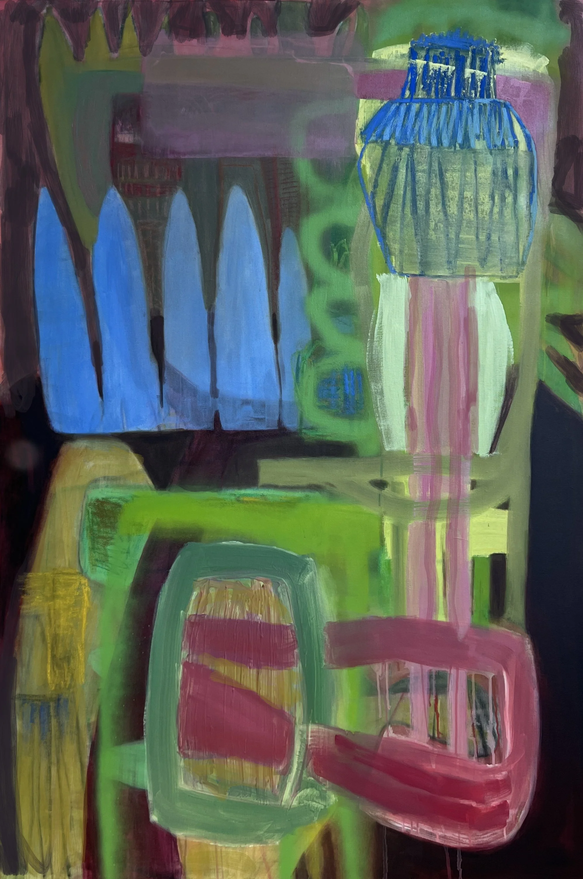 Crisis of Glory. 2025. Acrylic, graphite, pastel, ink, crayon on canvas — 60in X 40in