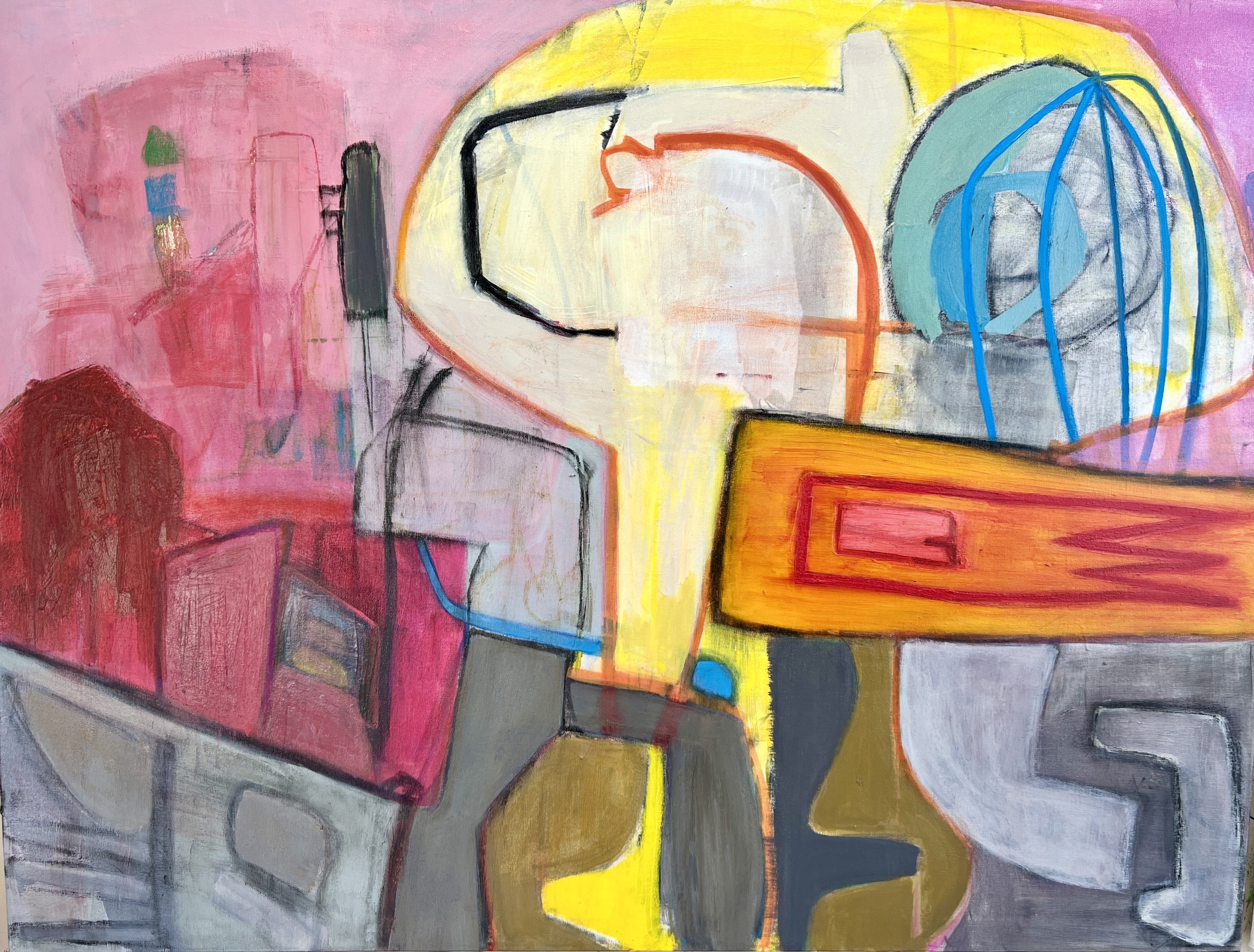 City living. 2025. Mixed media on canvas. 36 x 48 in.