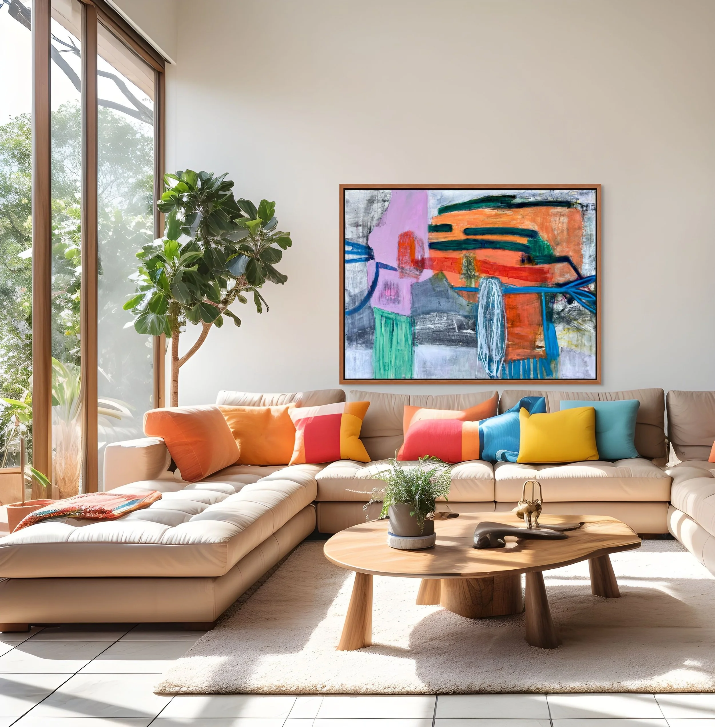 Who. Cares. 2025. Mixed media on canvas — 36 x 48 in.