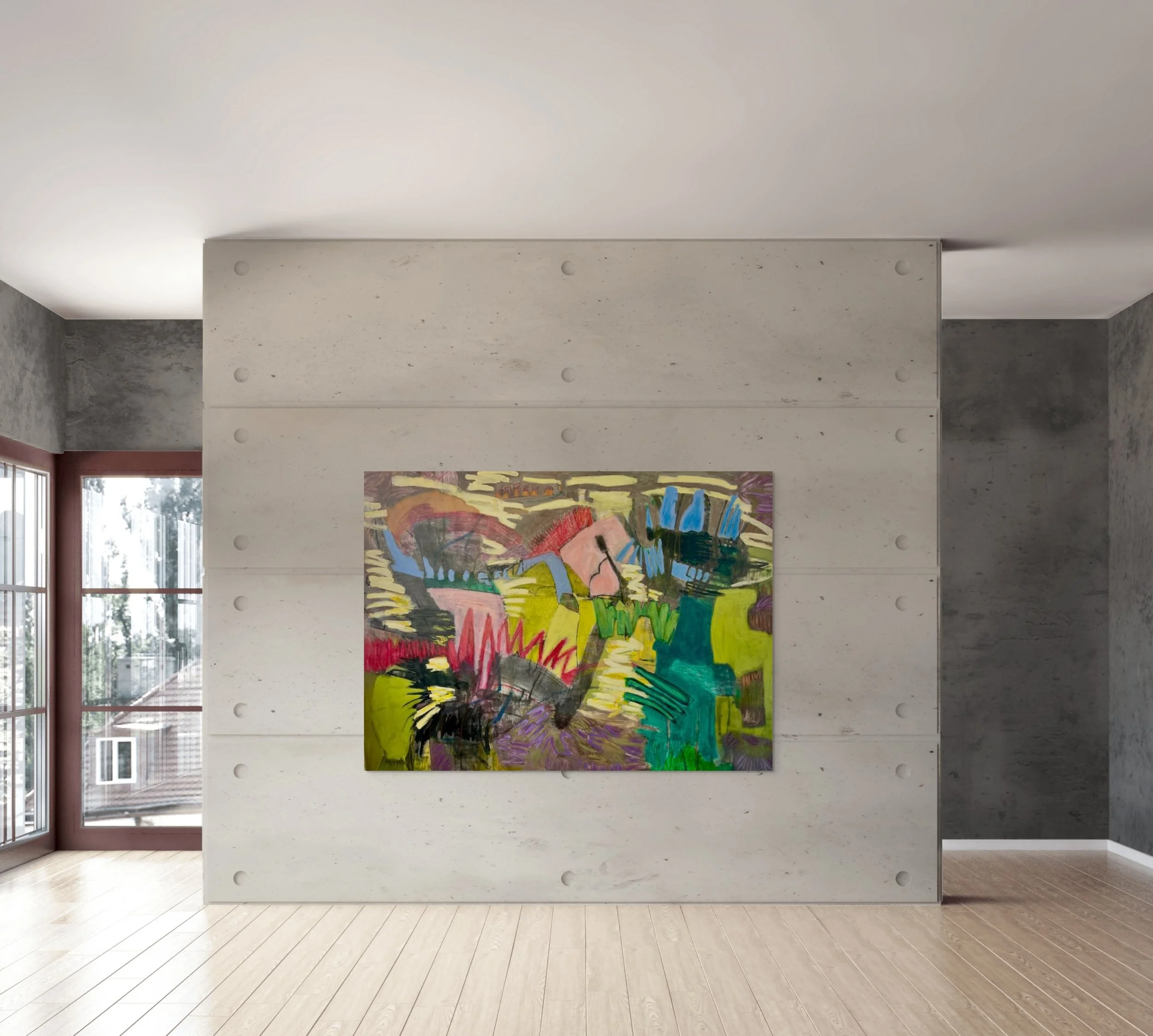 We’re Doing it My Way. 2025. Mixed media on canvas - 64” x 88”