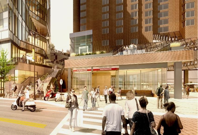 rendering of the upgraded outbound Kendall/MIT headhouse