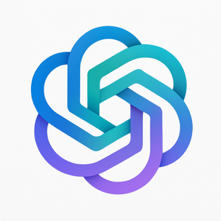 Intertwined abstract geometric shapes forming a cloud-like design in blue, teal, and purple colors.