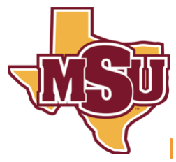 Logo of Midwestern State University in Texas with a Texas state outline in the background