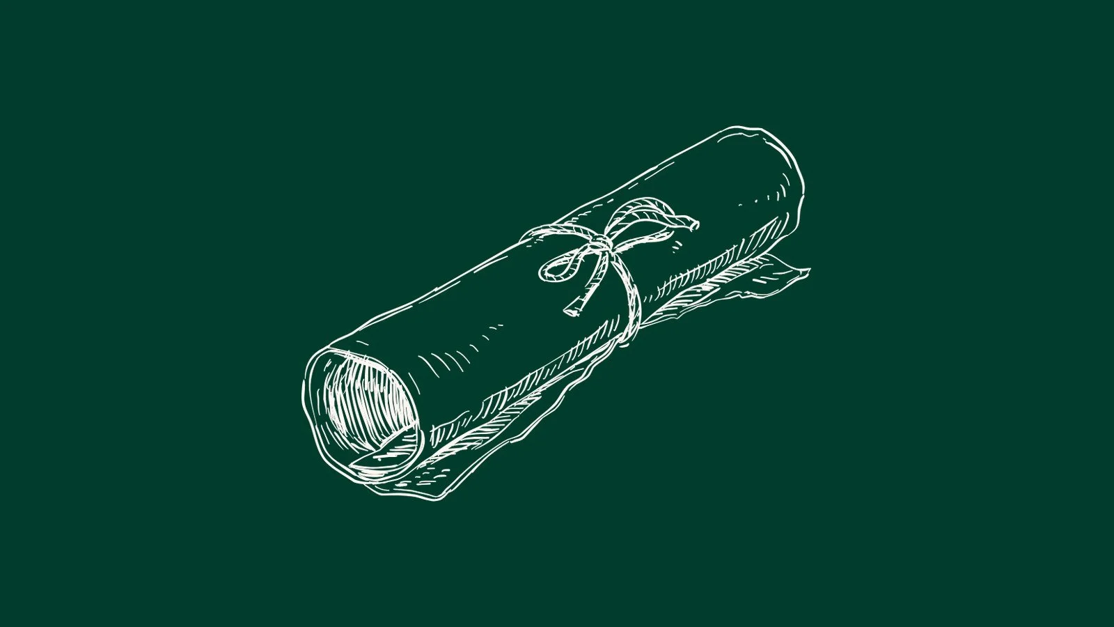 Line drawing of a rolled scroll tied with string, like a guest list for bots