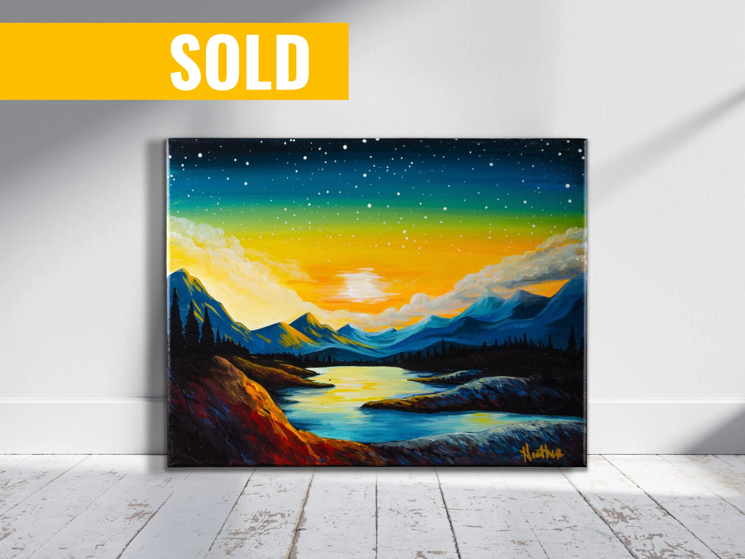 "Mountain Sunset" (Original Acrylic Painting 11x14)