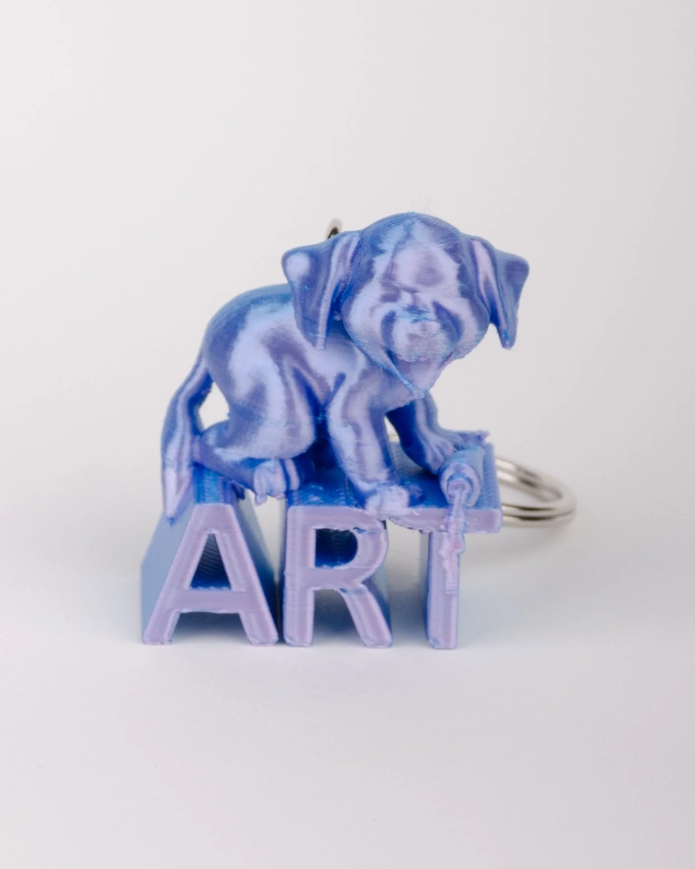 Art Pup with Paint Pour Keychain
