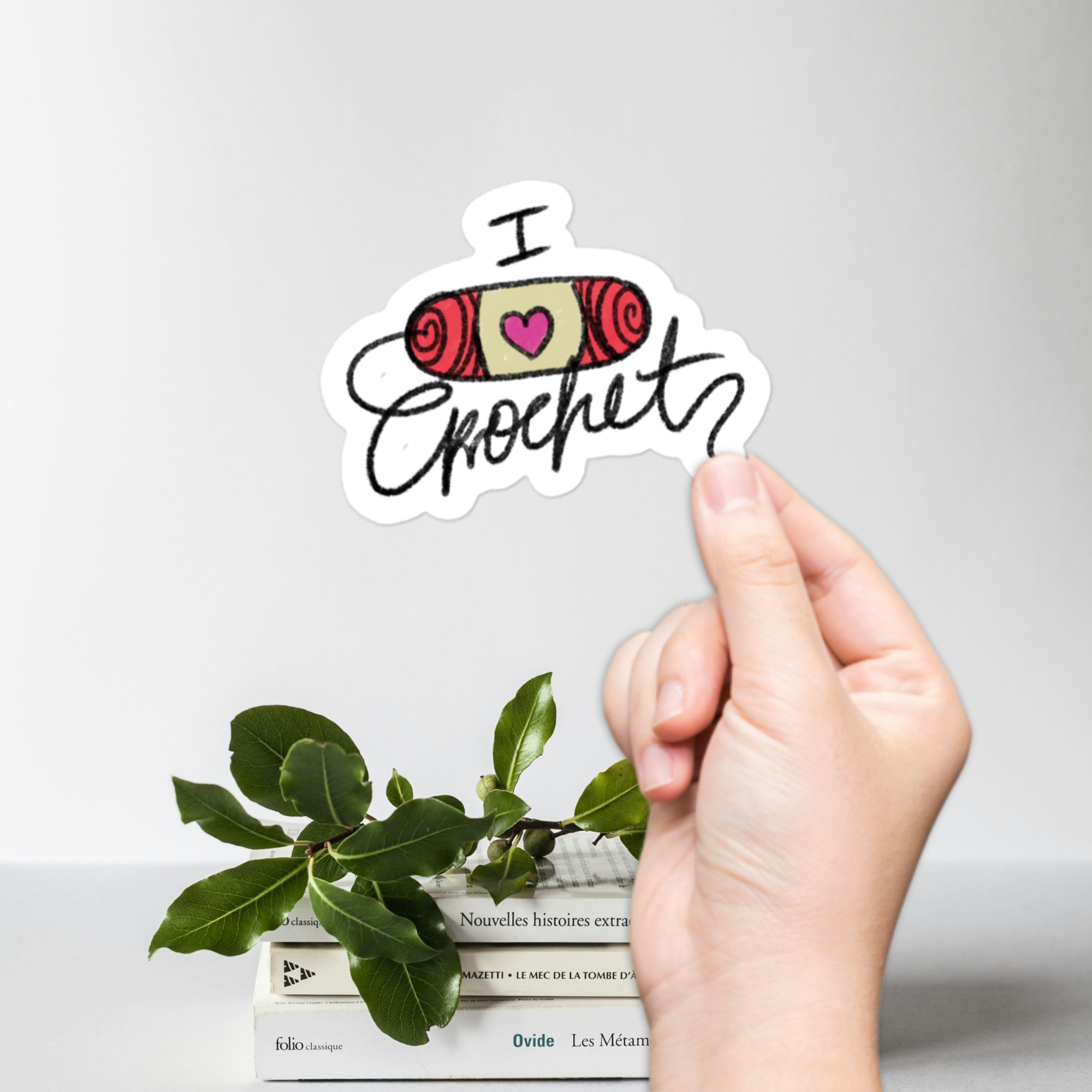 Red "I Love Crochet" - Sticker