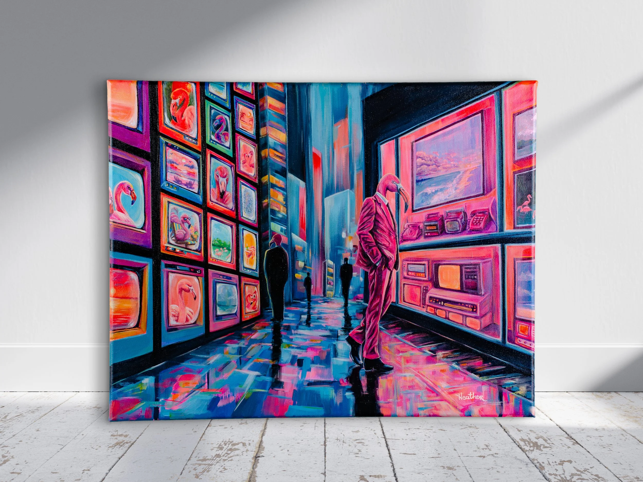 "Flamingo City" (Original Acrylic Painting 16x20)