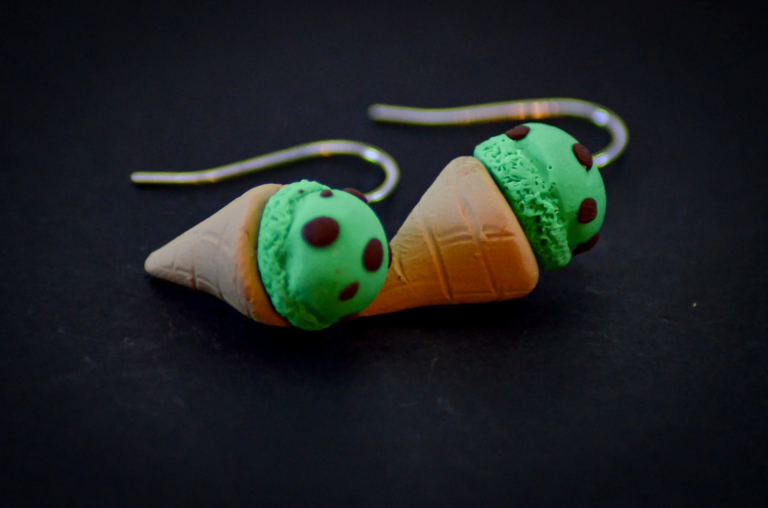 Mint Chocolate Chip Ice Cream Polymer Clay Earrings