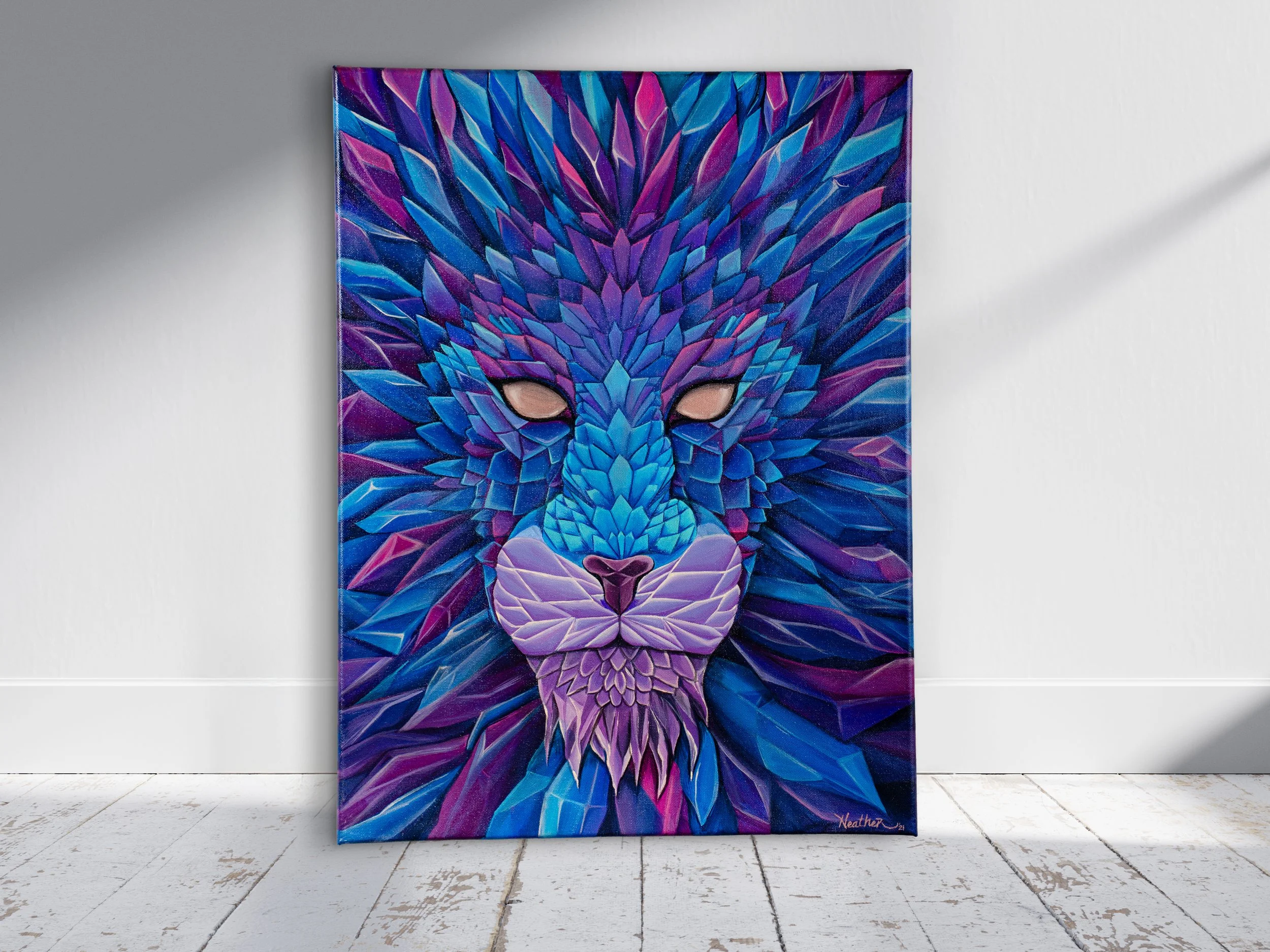 "Crystal Lion" (Original Acrylic Painting 24x30)