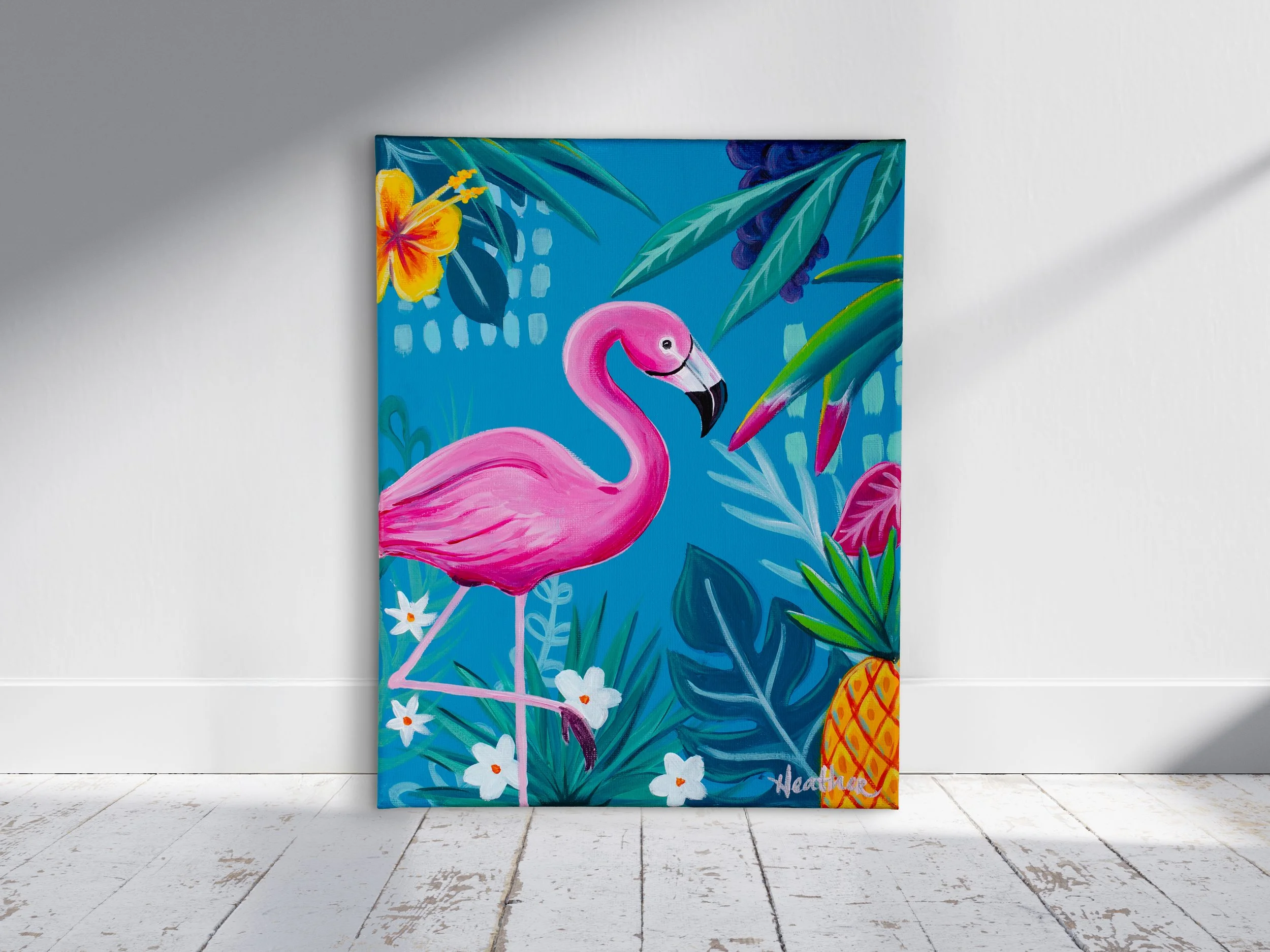 "Flamingo Fun" (Original Acrylic Painting 11x14)
