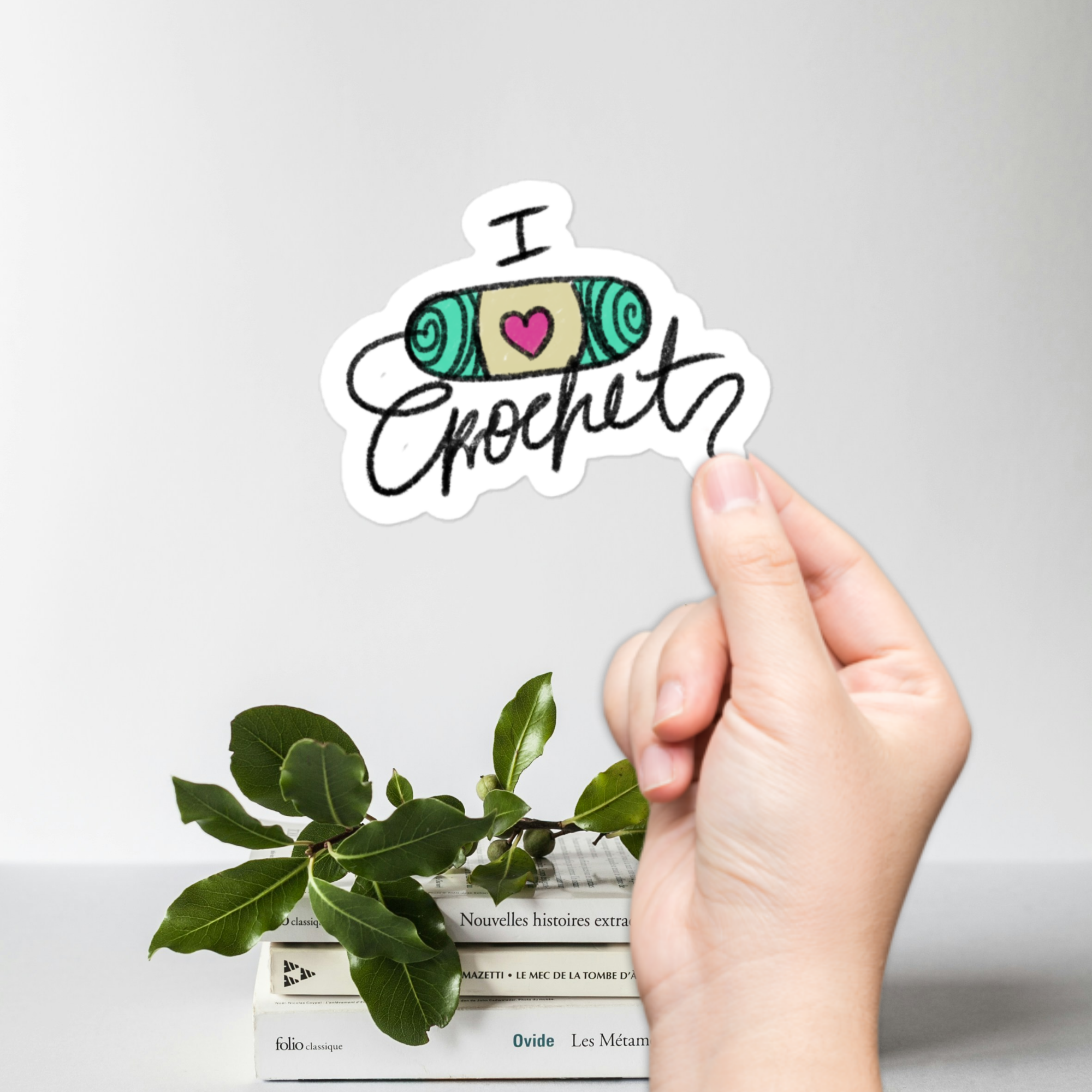 Teal "I Love Crochet" - Sticker