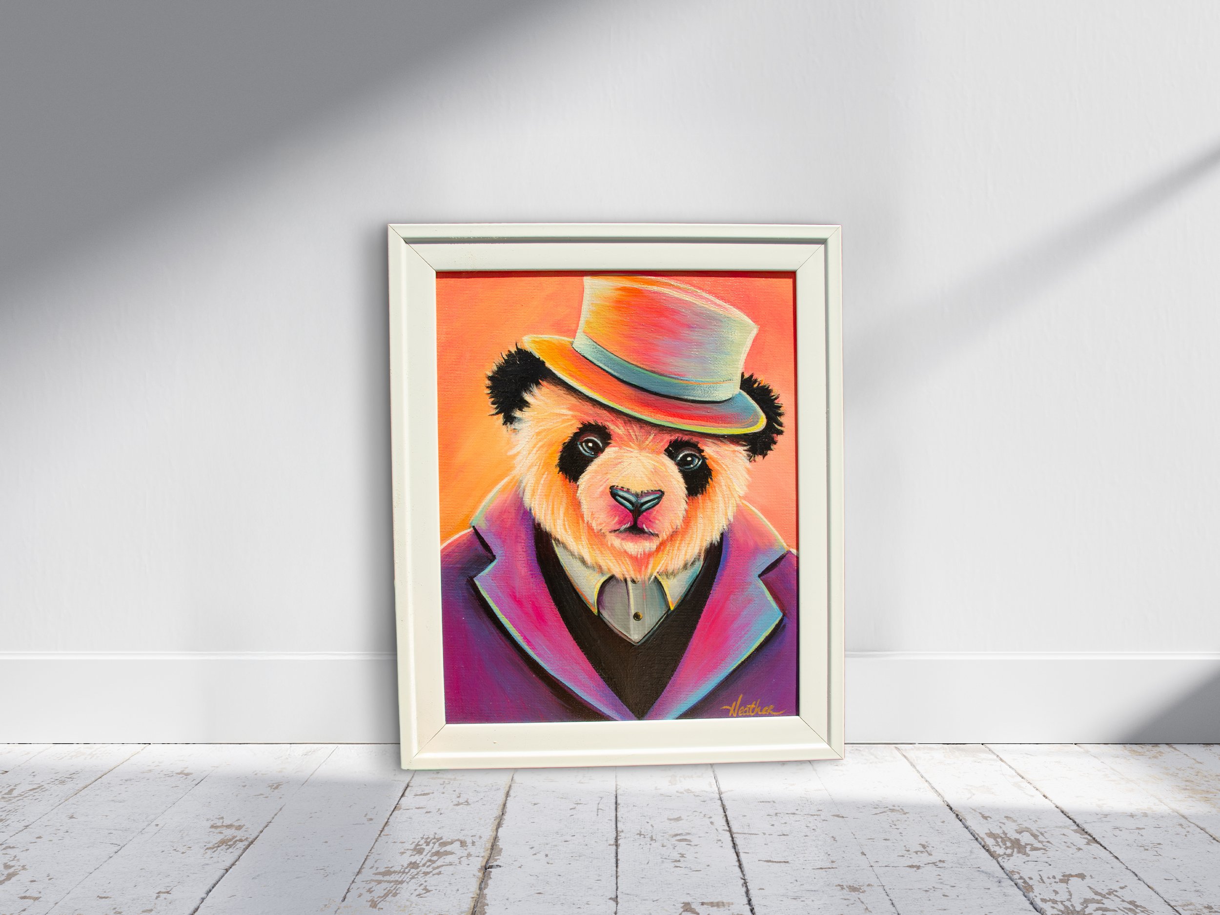 "Top Hat Polar Bear" (Original Acrylic Painting 8x10)